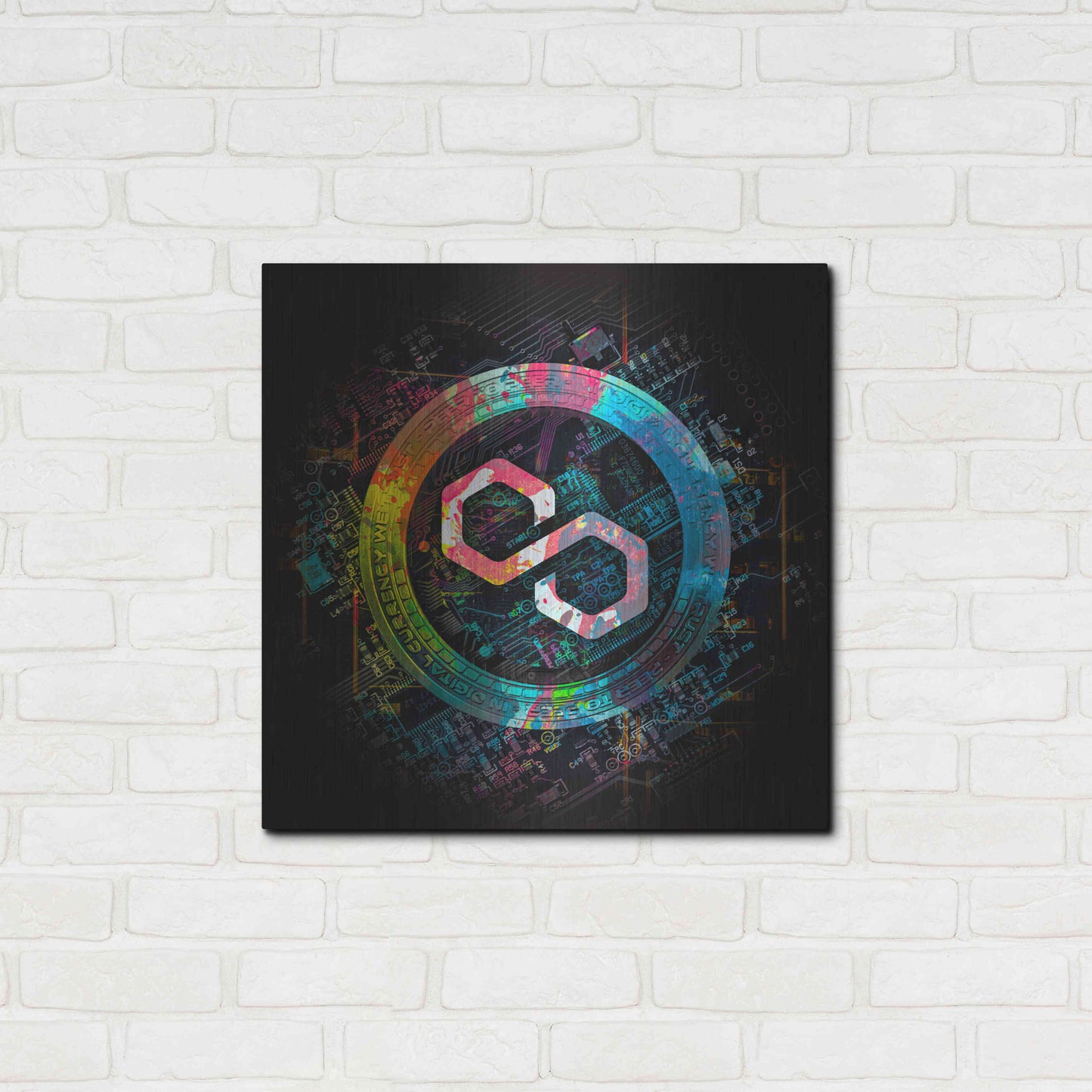 Luxe Metal Art 'Polygon Crypto Giga Coin' by Luxe Portfolio, Metal Wall Art,24x24