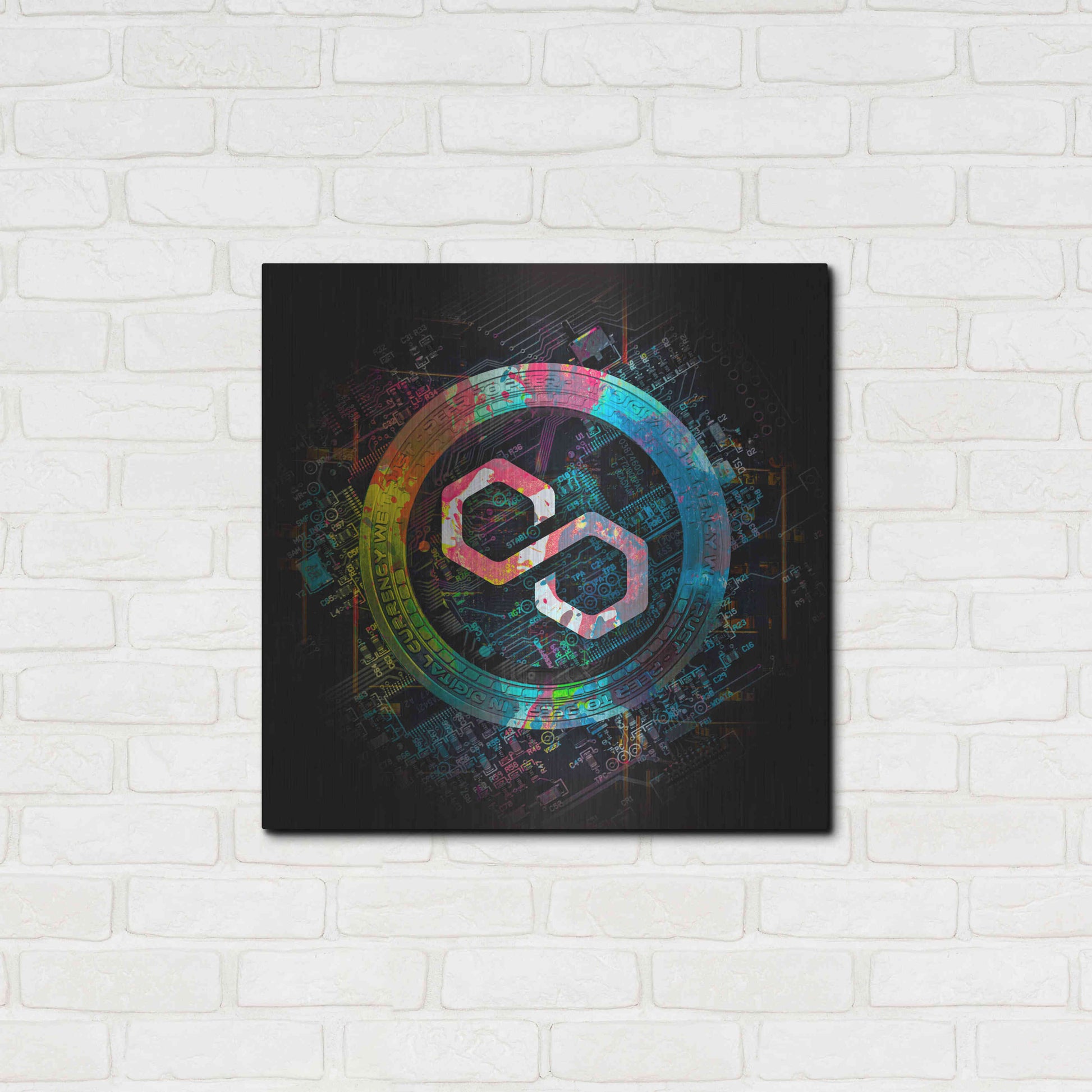 Luxe Metal Art 'Polygon Crypto Giga Coin' by Luxe Portfolio, Metal Wall Art,24x24