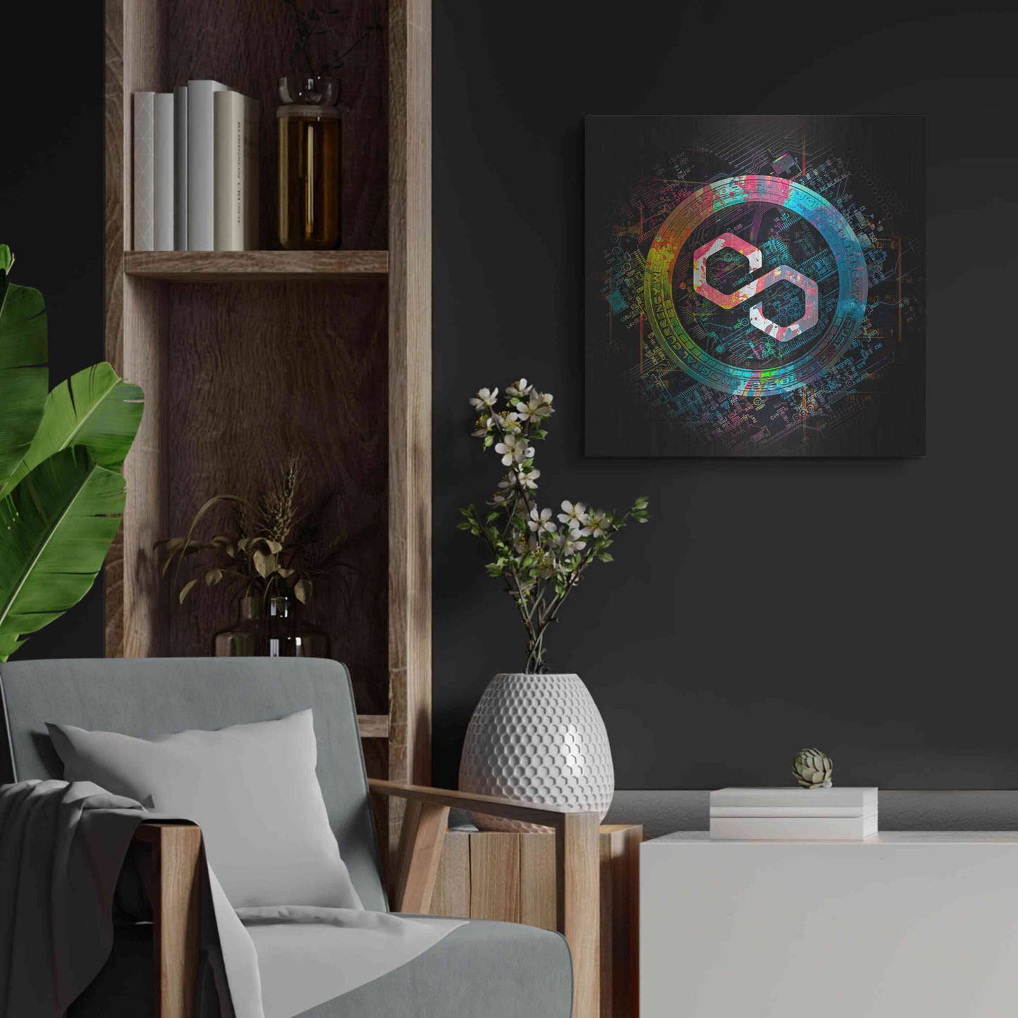 Luxe Metal Art 'Polygon Crypto Giga Coin' by Luxe Portfolio, Metal Wall Art,24x24