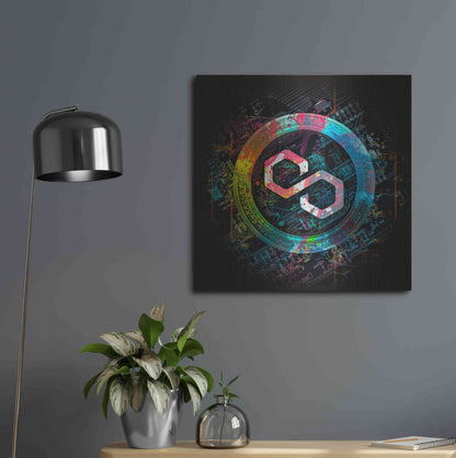 Luxe Metal Art 'Polygon Crypto Giga Coin' by Luxe Portfolio, Metal Wall Art,24x24