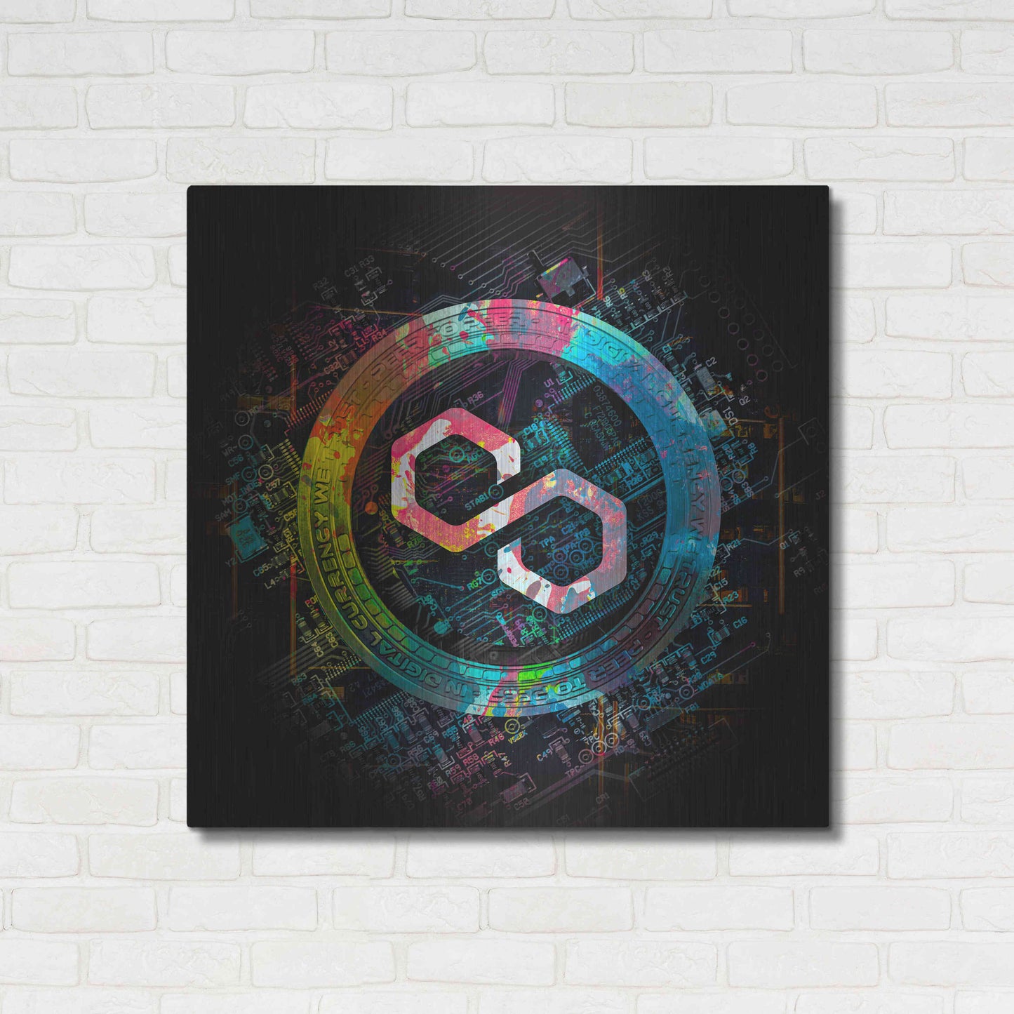 Luxe Metal Art 'Polygon Crypto Giga Coin' by Luxe Portfolio, Metal Wall Art,36x36