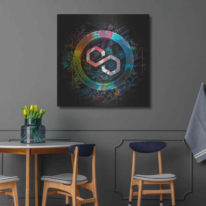 Luxe Metal Art 'Polygon Crypto Giga Coin' by Luxe Portfolio, Metal Wall Art,36x36