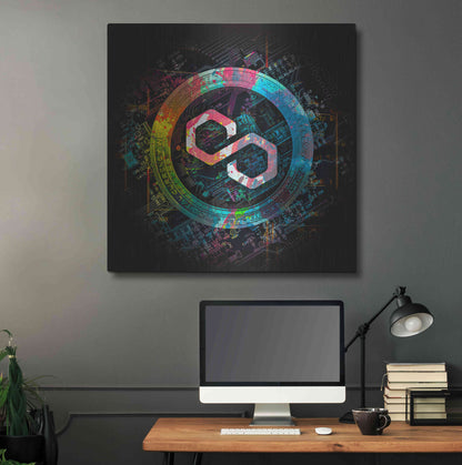 Luxe Metal Art 'Polygon Crypto Giga Coin' by Luxe Portfolio, Metal Wall Art,36x36