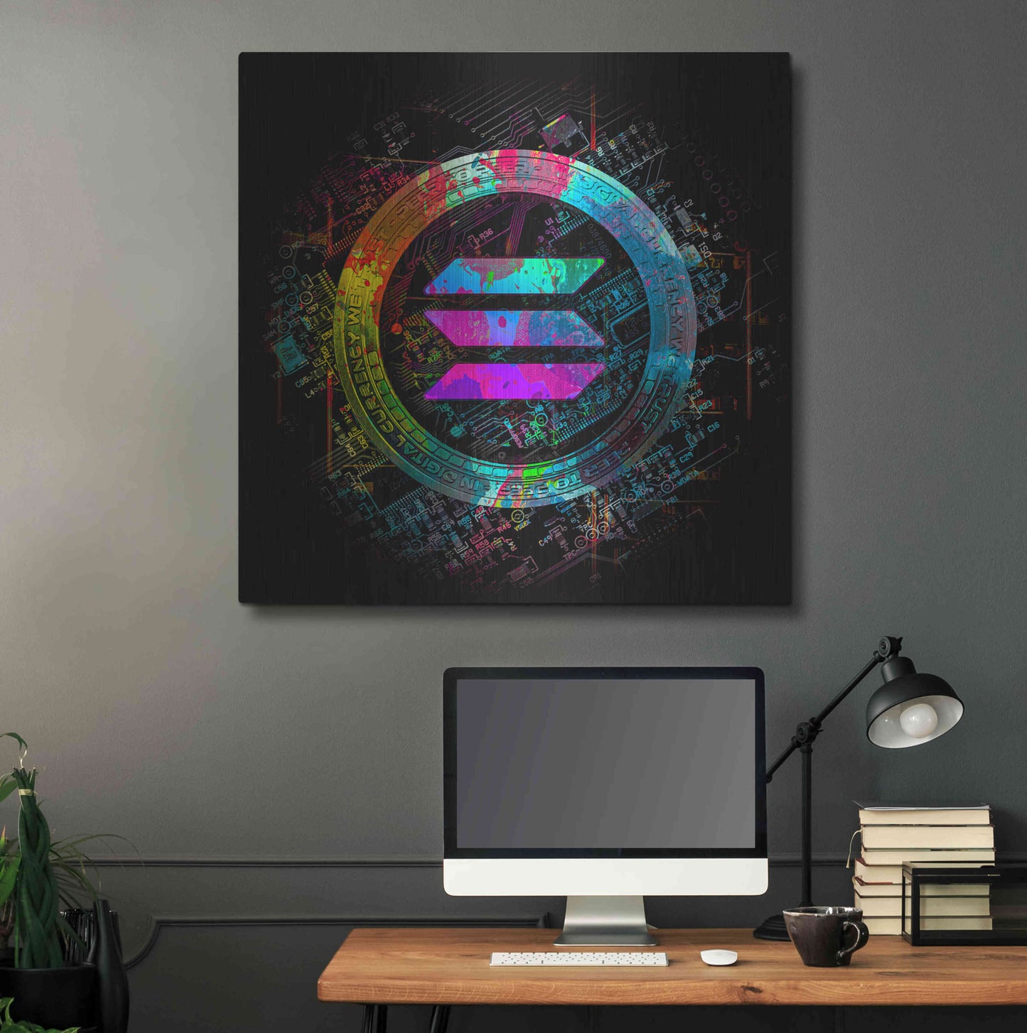 Luxe Metal Art 'Solana Crypto Giga Coin' by Luxe Portfolio, Metal Wall Art,36x36