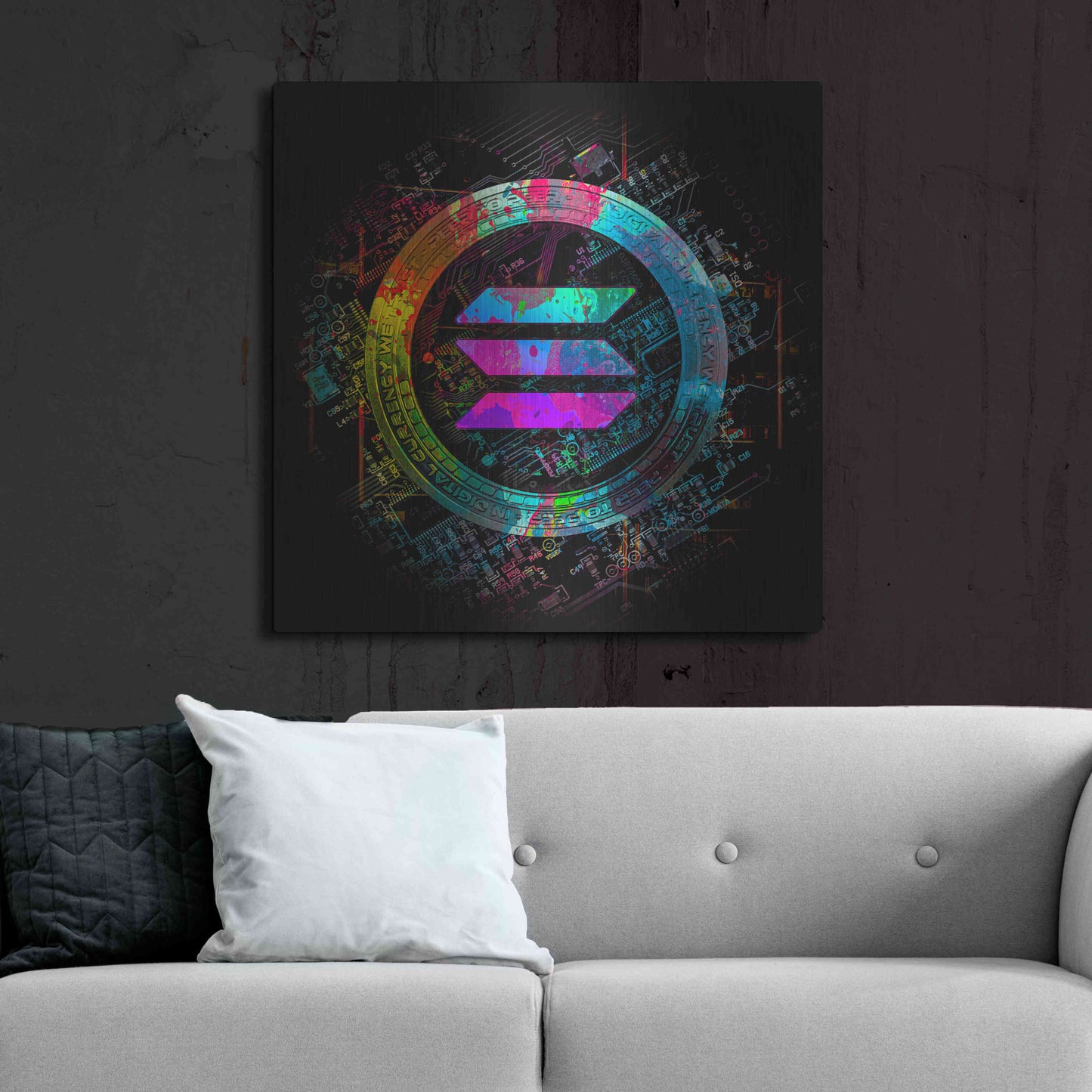 Luxe Metal Art 'Solana Crypto Giga Coin' by Luxe Portfolio, Metal Wall Art,36x36