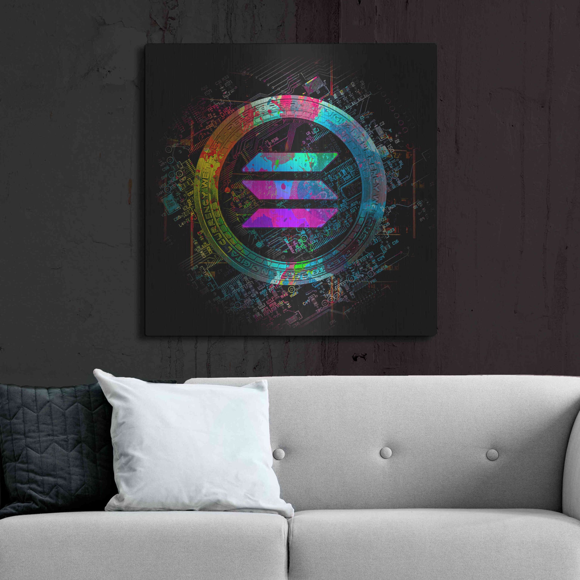 Luxe Metal Art 'Solana Crypto Giga Coin' by Luxe Portfolio, Metal Wall Art,36x36