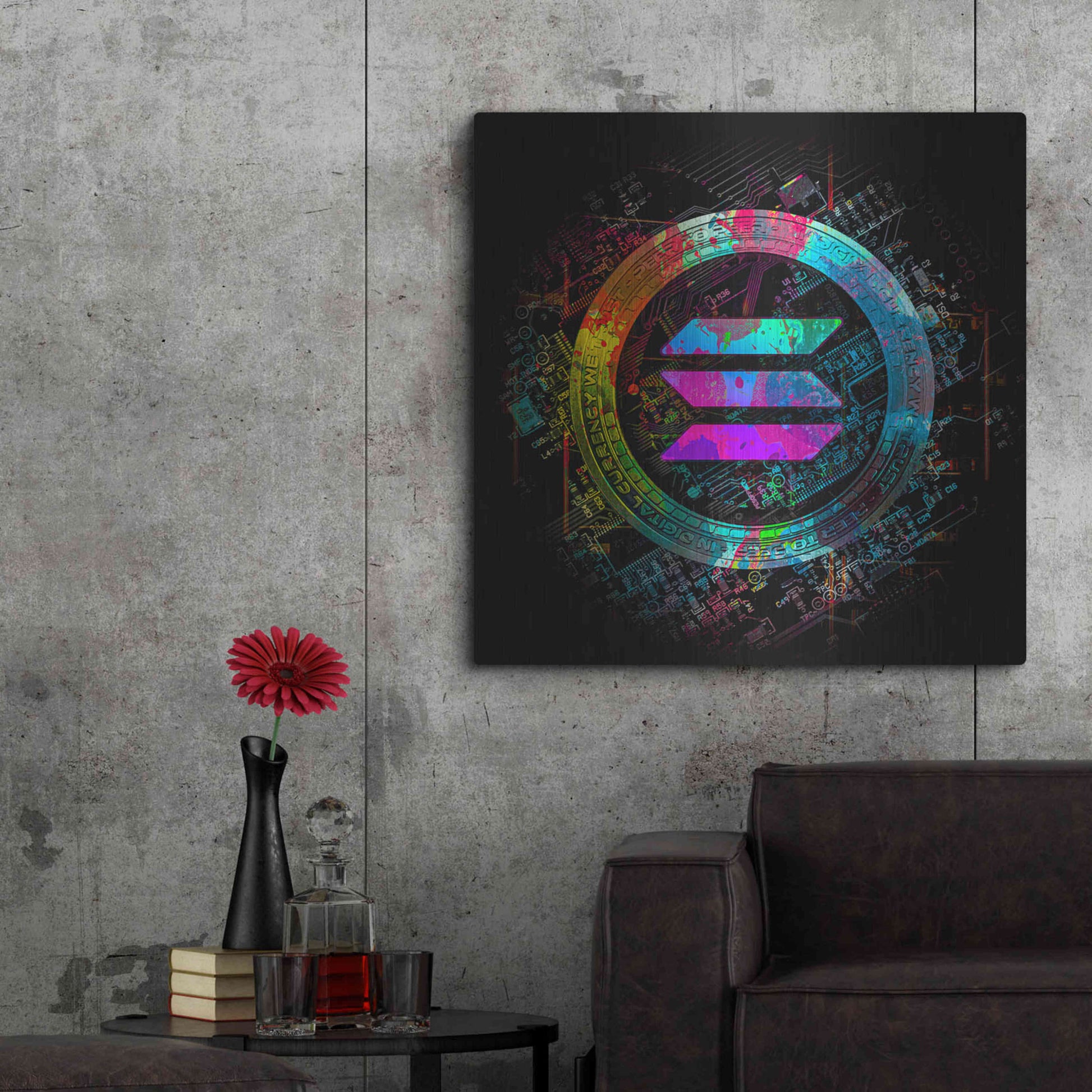 Luxe Metal Art 'Solana Crypto Giga Coin' by Luxe Portfolio, Metal Wall Art,36x36