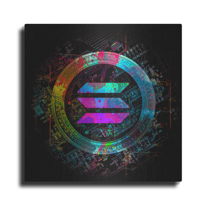 Luxe Metal Art 'Solana Crypto Giga Coin' by Luxe Portfolio, Metal Wall Art