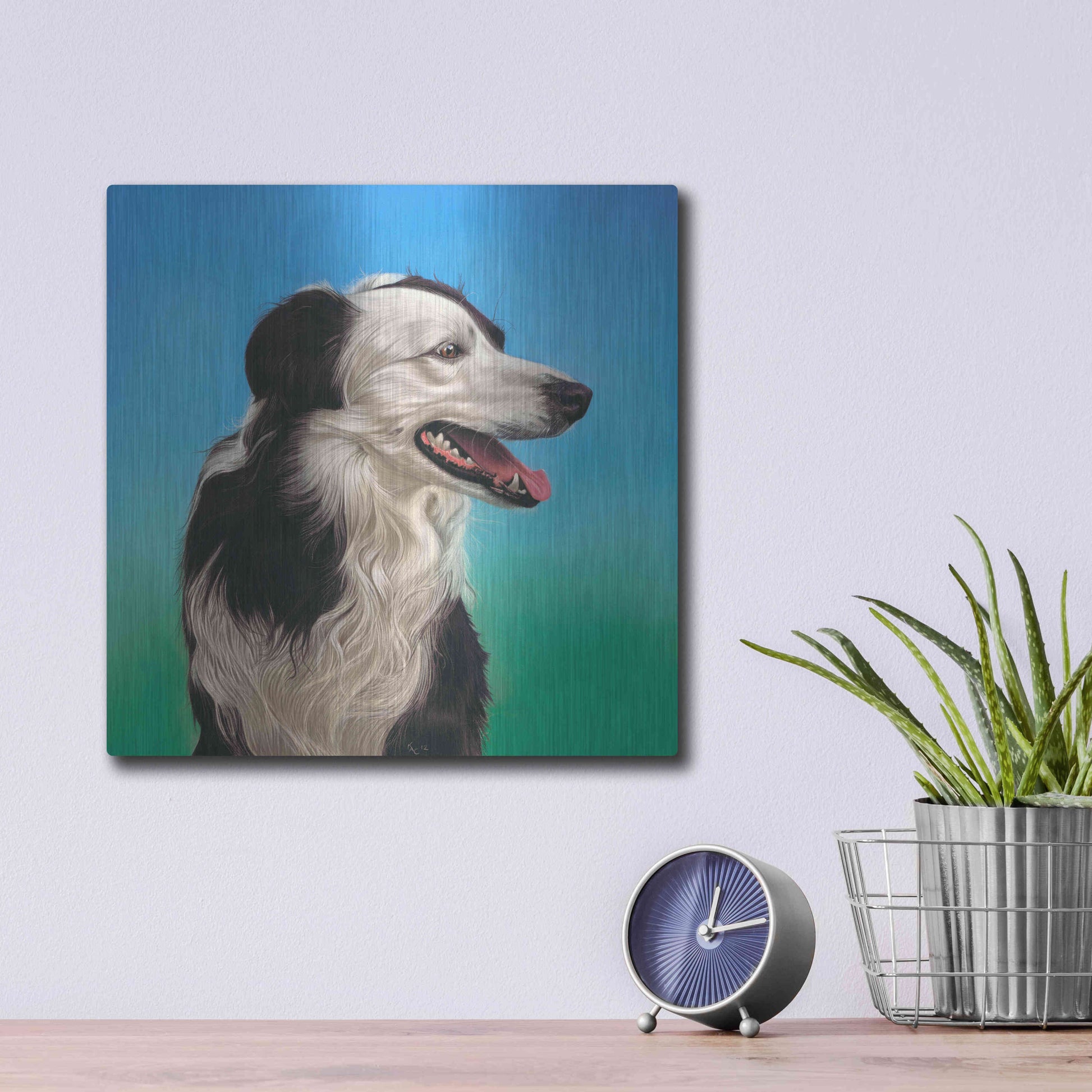 Luxe Metal Art 'Collie Jud' by Karie-Ann Cooper, Metal Wall Art,12x12