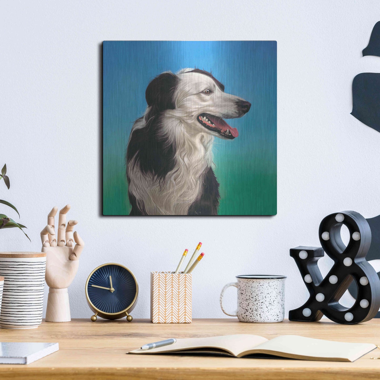 Luxe Metal Art 'Collie Jud' by Karie-Ann Cooper, Metal Wall Art,12x12