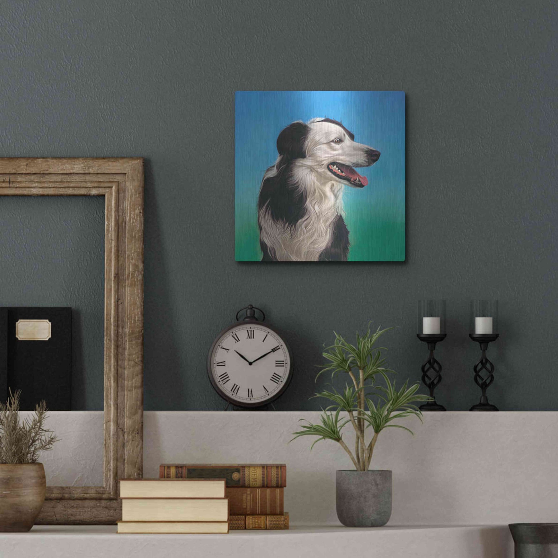 Luxe Metal Art 'Collie Jud' by Karie-Ann Cooper, Metal Wall Art,12x12