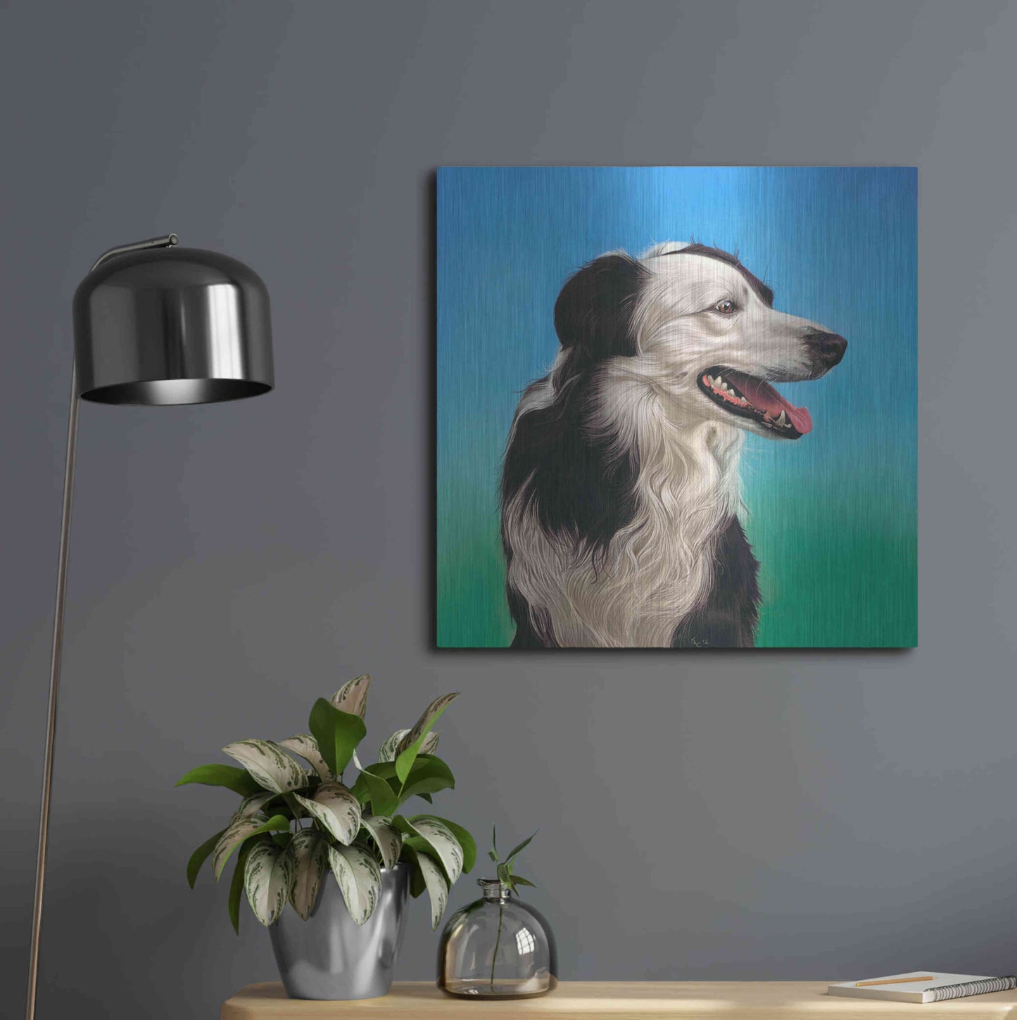 Luxe Metal Art 'Collie Jud' by Karie-Ann Cooper, Metal Wall Art,24x24