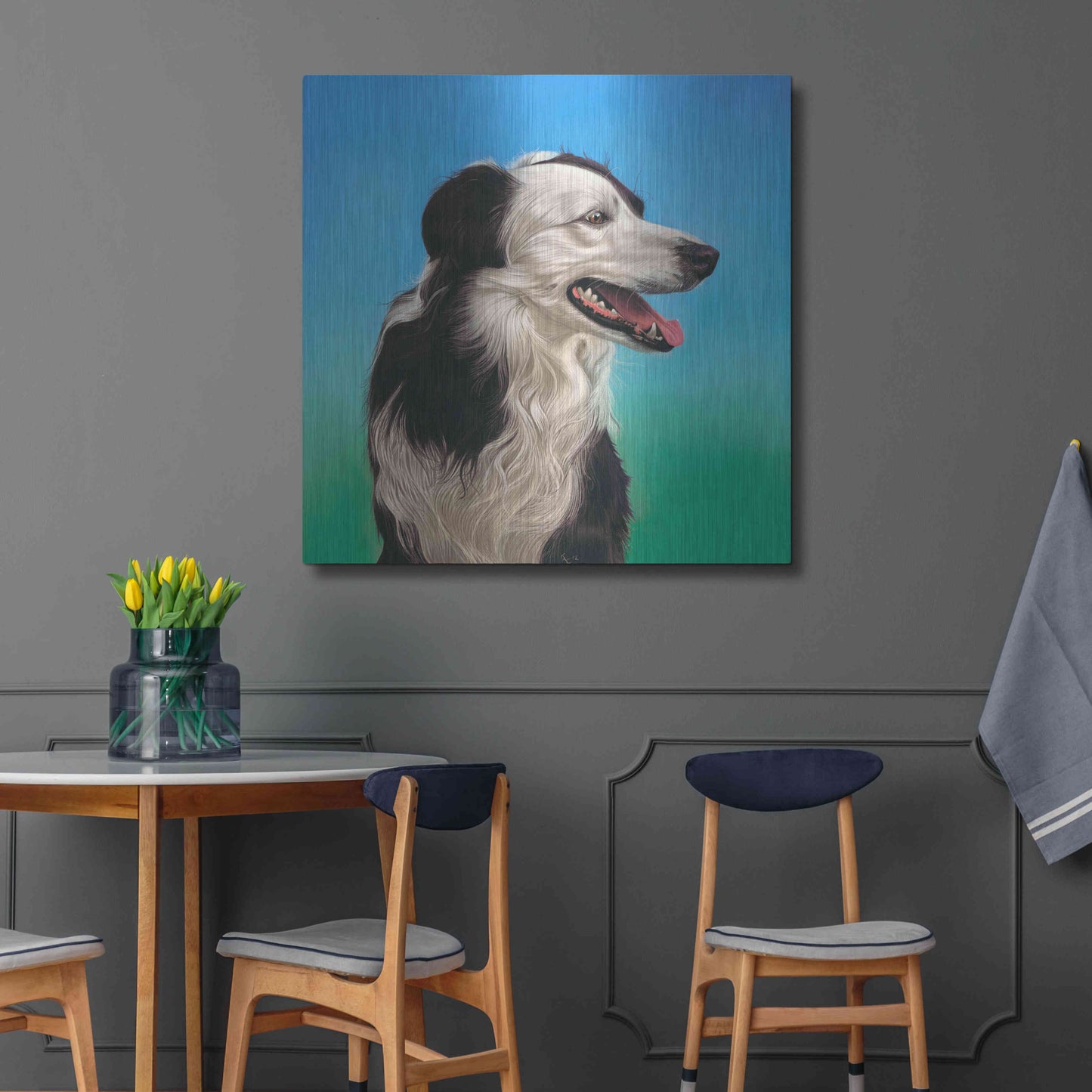 Luxe Metal Art 'Collie Jud' by Karie-Ann Cooper, Metal Wall Art,36x36