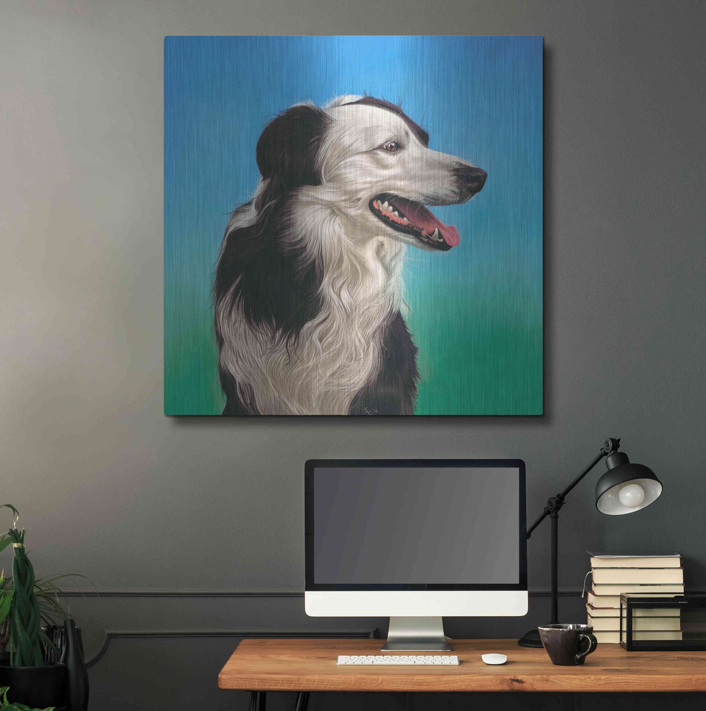 Luxe Metal Art 'Collie Jud' by Karie-Ann Cooper, Metal Wall Art,36x36