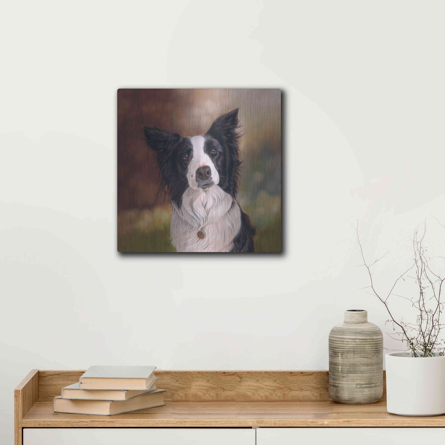 Luxe Metal Art 'Collie Perdy' by Karie-Ann Cooper, Metal Wall Art,12x12