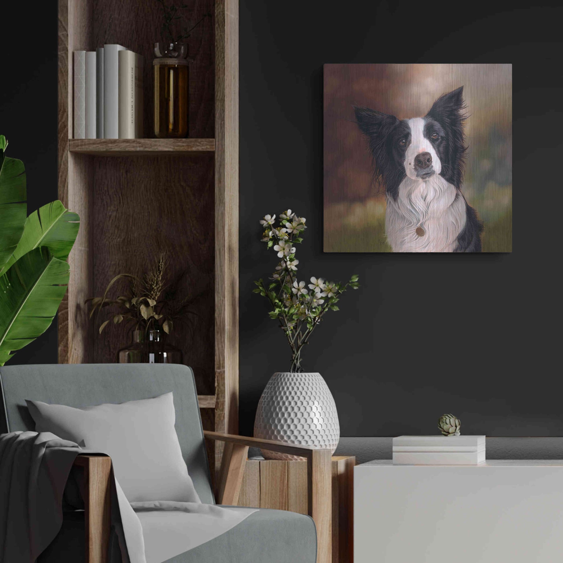 Luxe Metal Art 'Collie Perdy' by Karie-Ann Cooper, Metal Wall Art,24x24