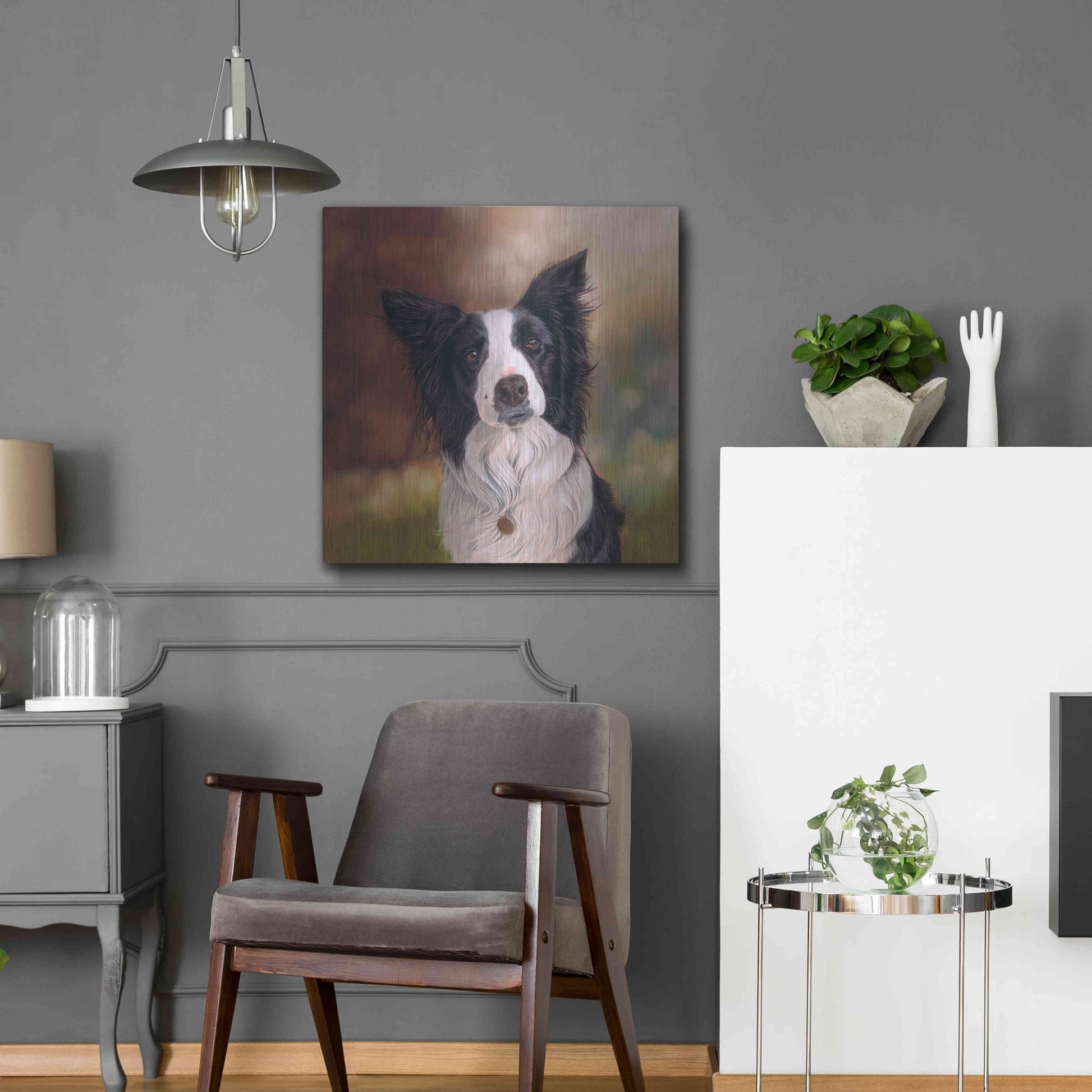 Luxe Metal Art 'Collie Perdy' by Karie-Ann Cooper, Metal Wall Art,24x24