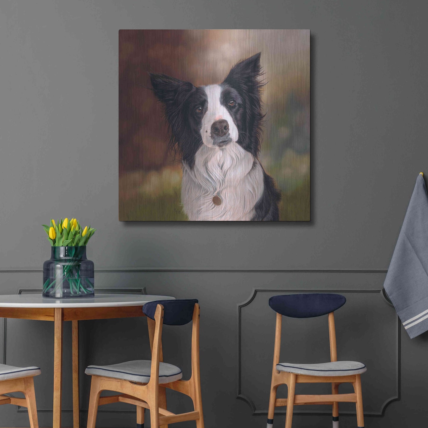 Luxe Metal Art 'Collie Perdy' by Karie-Ann Cooper, Metal Wall Art,36x36