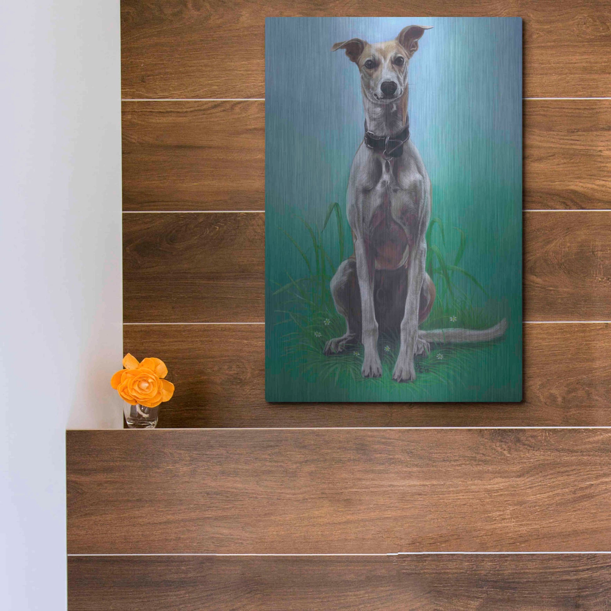 Luxe Metal Art 'Lurcher Jaeger' by Karie-Ann Cooper, Metal Wall Art,12x16