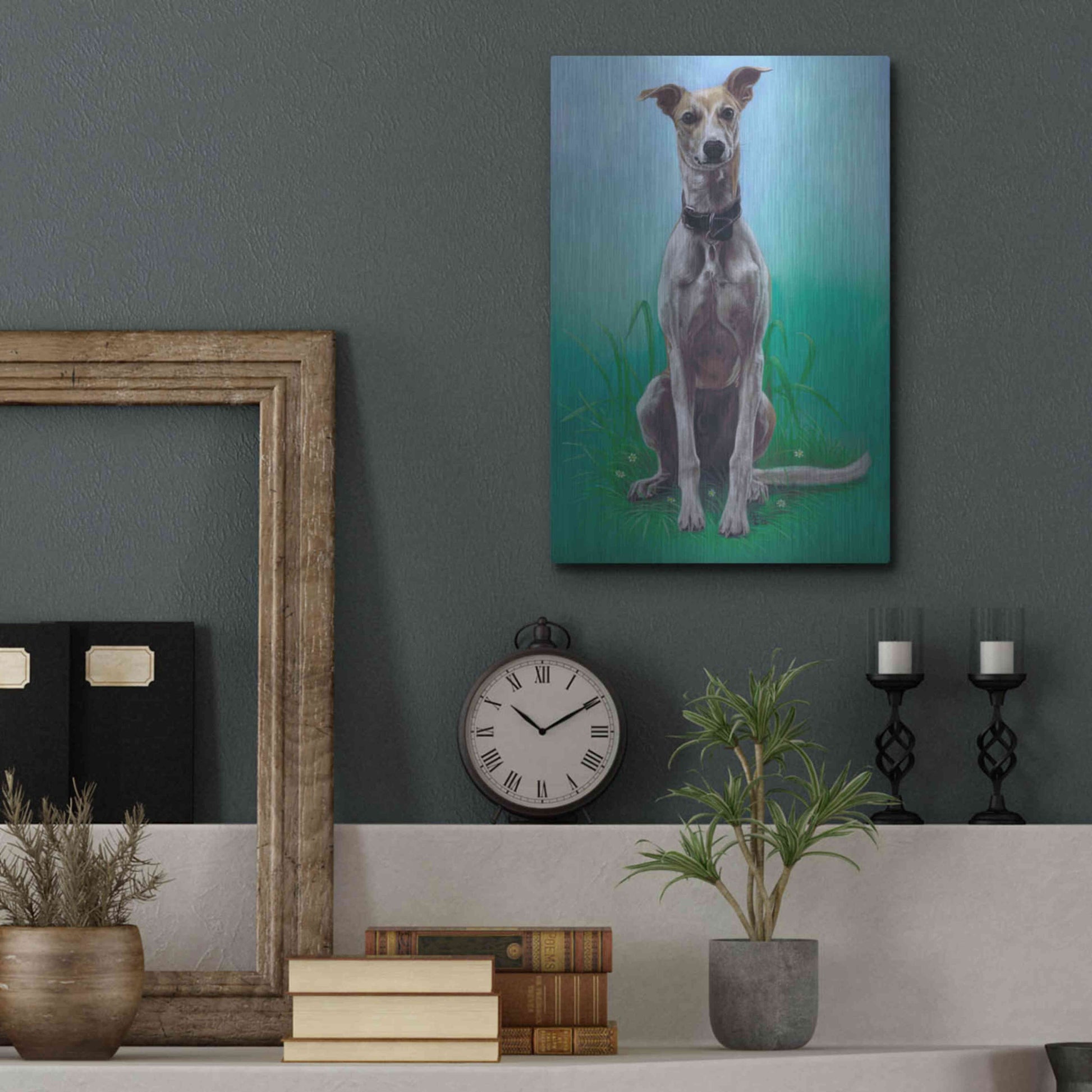 Luxe Metal Art 'Lurcher Jaeger' by Karie-Ann Cooper, Metal Wall Art,12x16