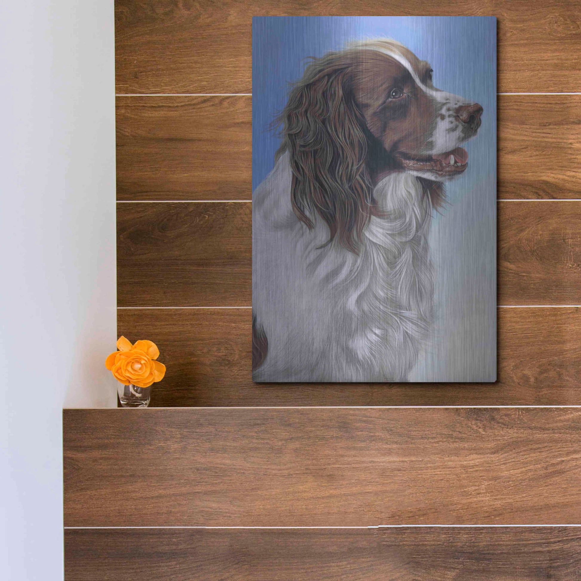 Luxe Metal Art 'Springer Spaniel Brodie' by Karie-Ann Cooper, Metal Wall Art,12x16