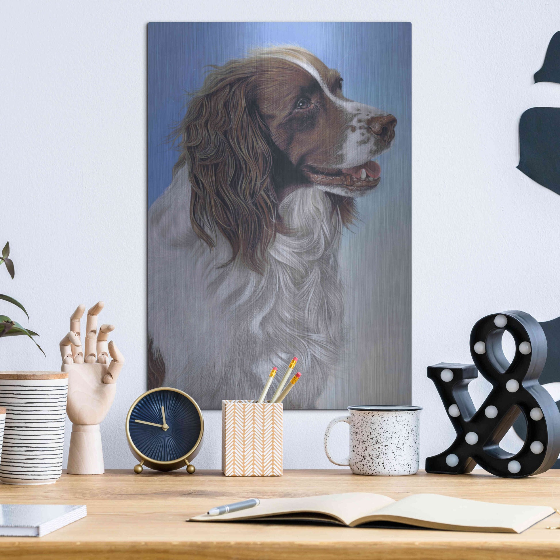 Luxe Metal Art 'Springer Spaniel Brodie' by Karie-Ann Cooper, Metal Wall Art,12x16