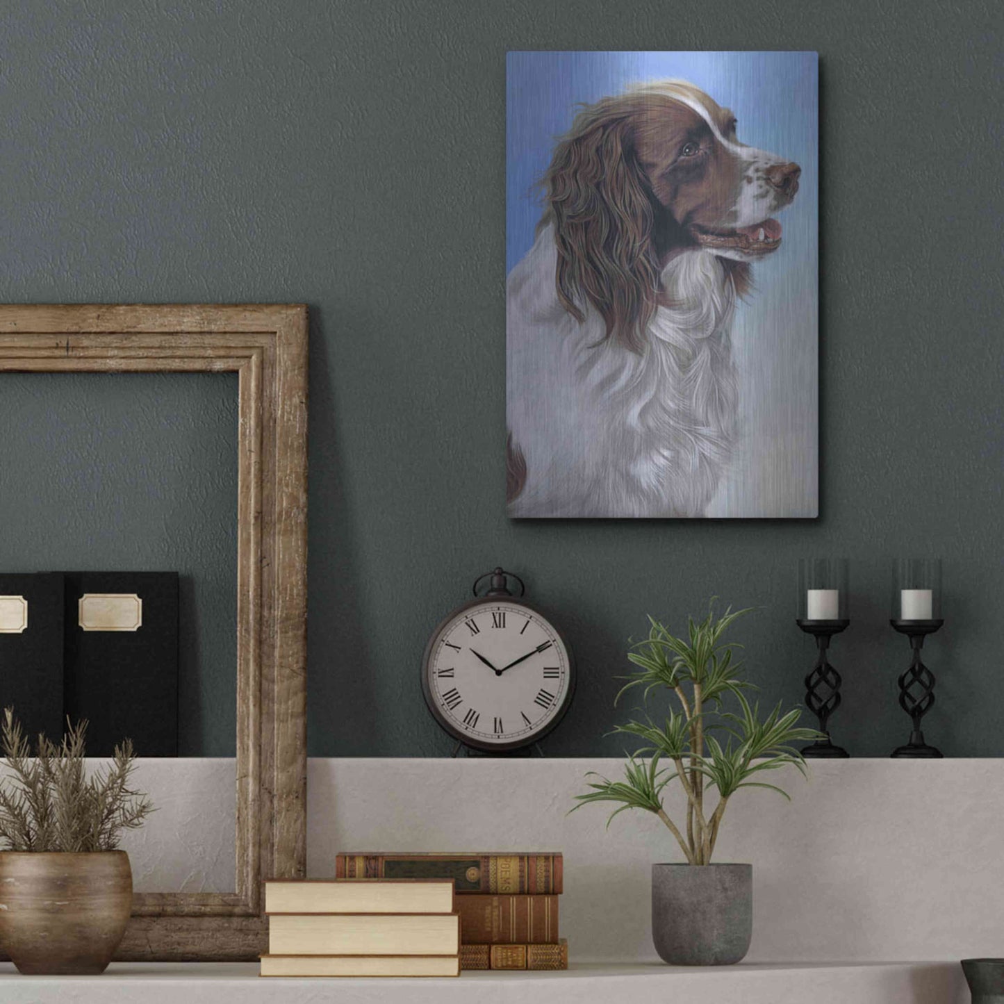 Luxe Metal Art 'Springer Spaniel Brodie' by Karie-Ann Cooper, Metal Wall Art,12x16