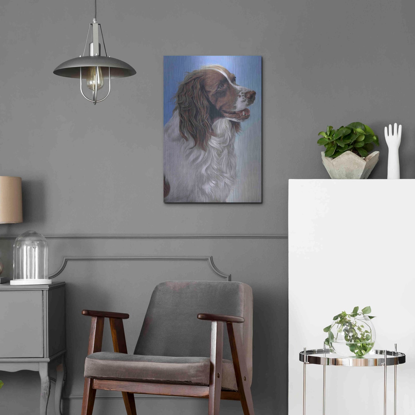 Luxe Metal Art 'Springer Spaniel Brodie' by Karie-Ann Cooper, Metal Wall Art,16x24