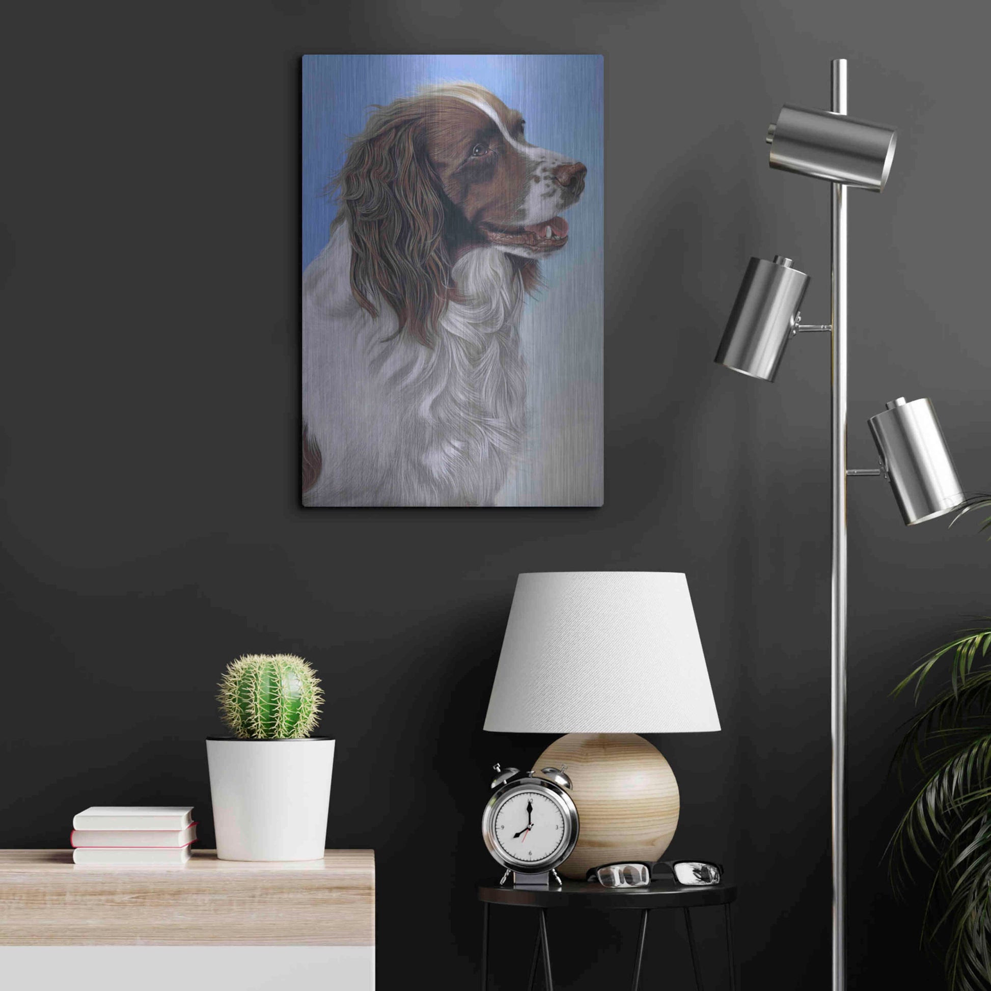 Luxe Metal Art 'Springer Spaniel Brodie' by Karie-Ann Cooper, Metal Wall Art,16x24