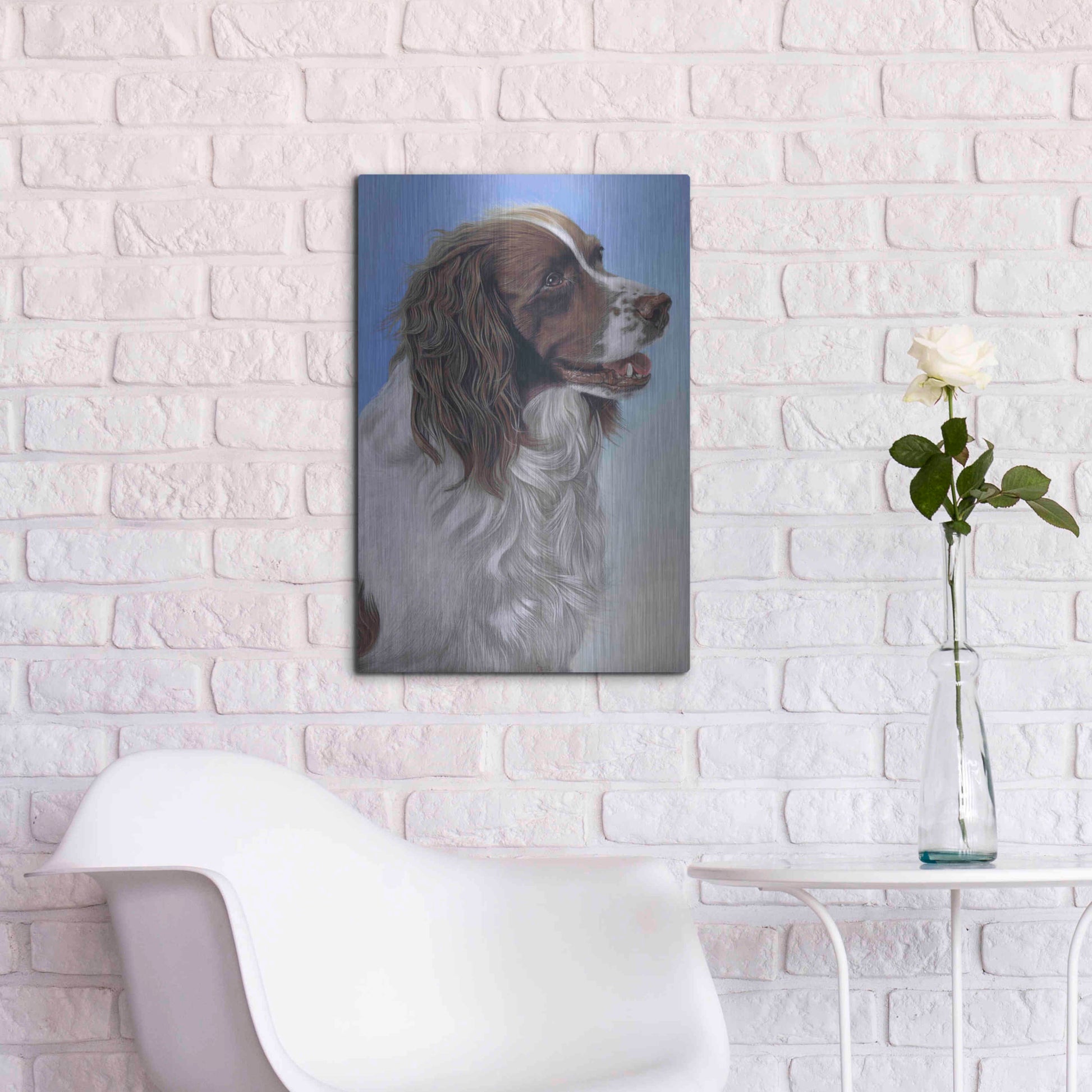 Luxe Metal Art 'Springer Spaniel Brodie' by Karie-Ann Cooper, Metal Wall Art,16x24