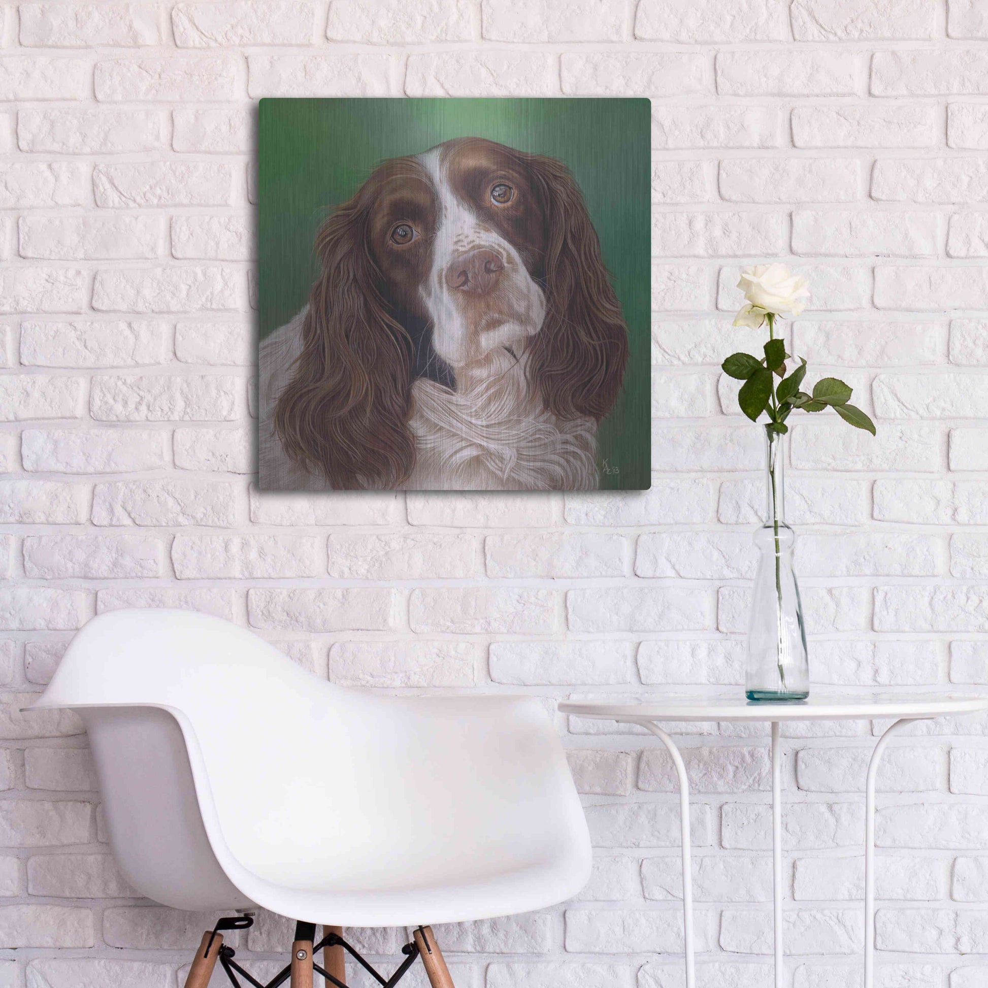 Luxe Metal Art 'Springer Spaniel Fleck' by Karie-Ann Cooper, Metal Wall Art,24x24