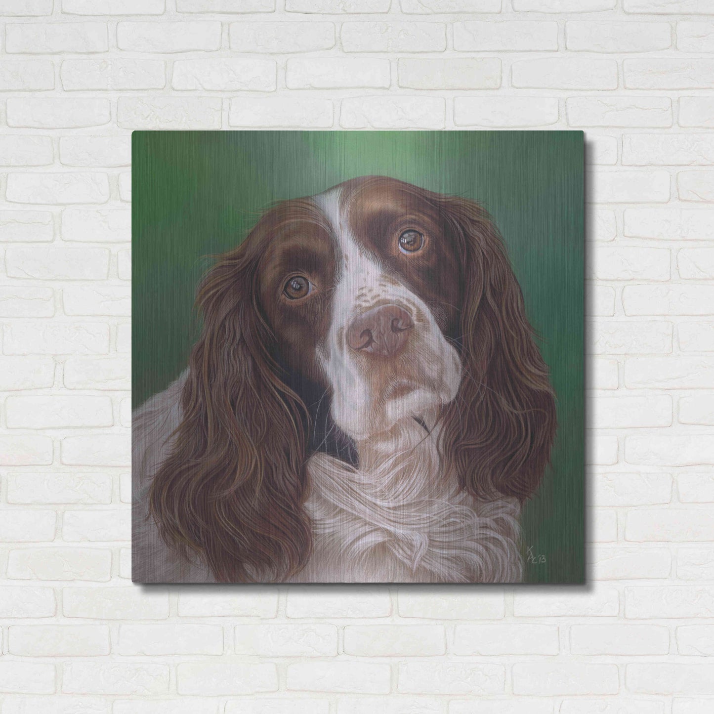 Luxe Metal Art 'Springer Spaniel Fleck' by Karie-Ann Cooper, Metal Wall Art,36x36