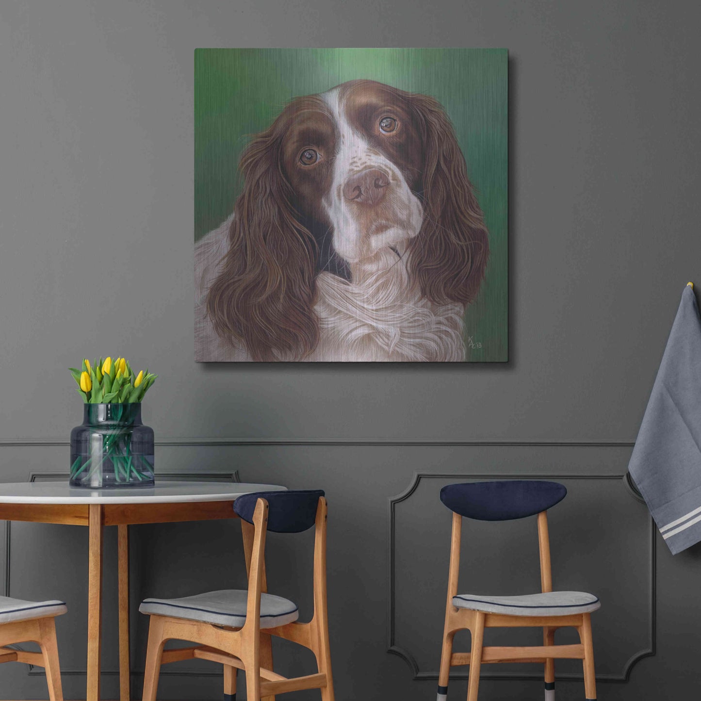 Luxe Metal Art 'Springer Spaniel Fleck' by Karie-Ann Cooper, Metal Wall Art,36x36