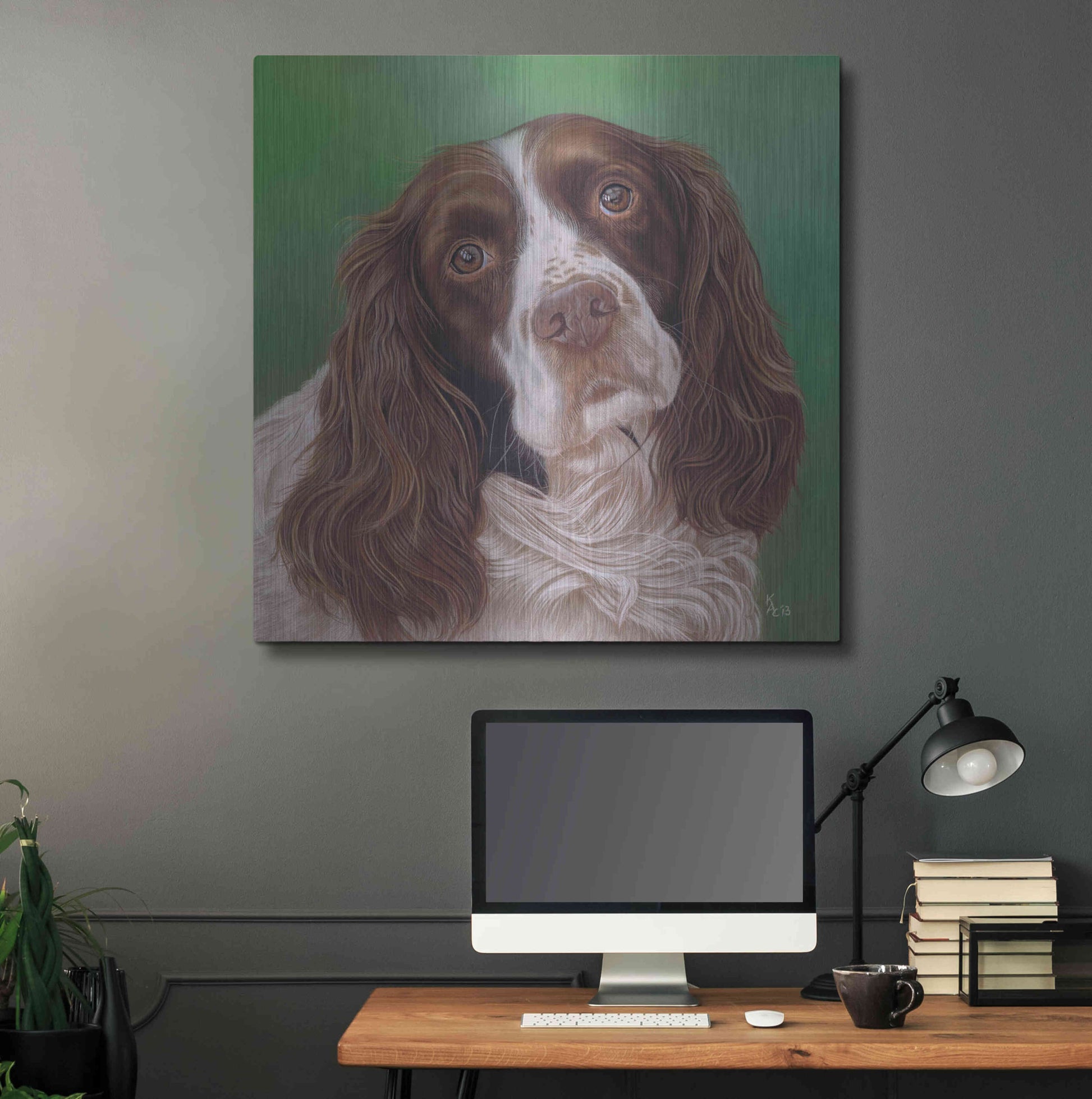 Luxe Metal Art 'Springer Spaniel Fleck' by Karie-Ann Cooper, Metal Wall Art,36x36