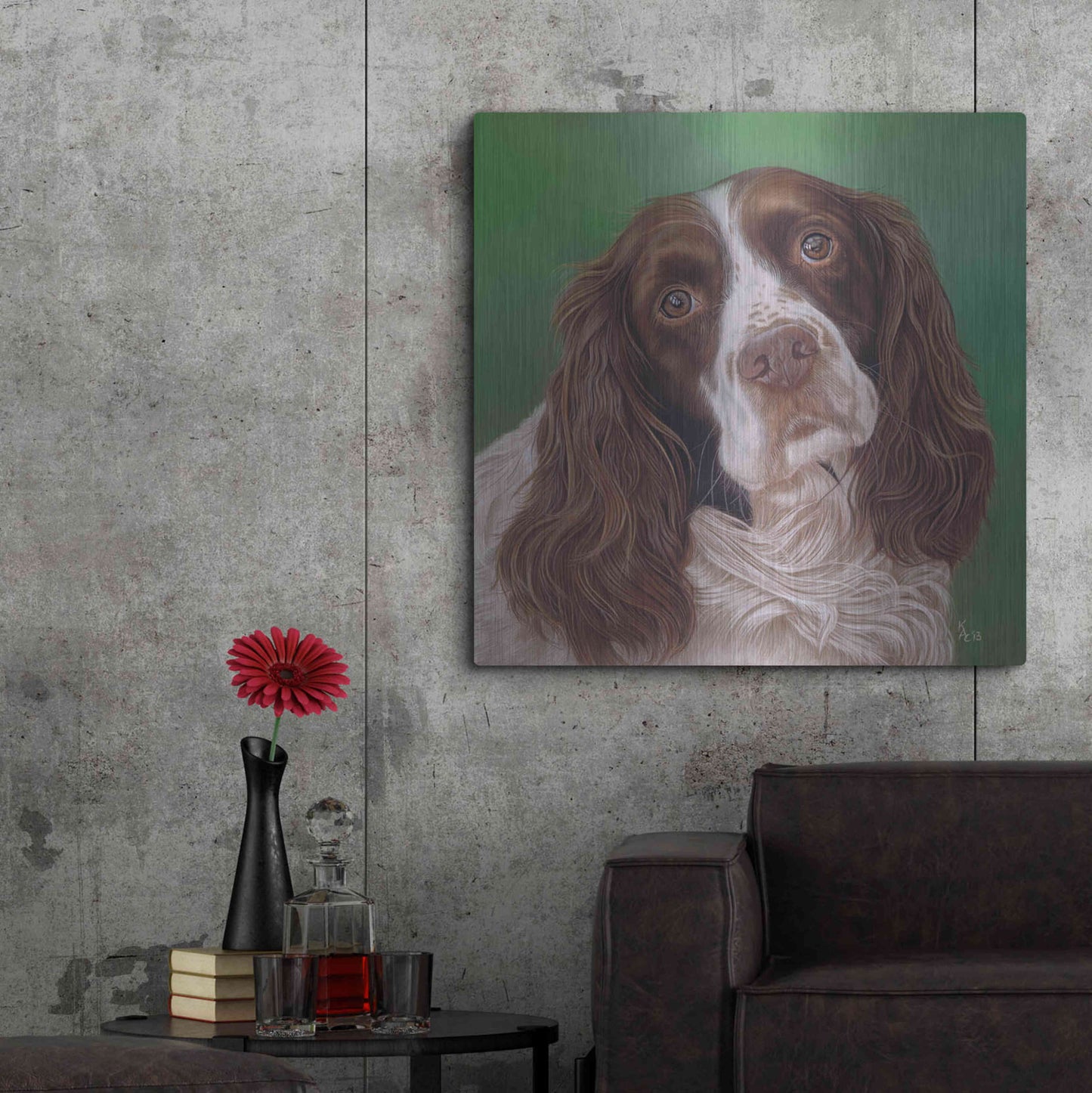 Luxe Metal Art 'Springer Spaniel Fleck' by Karie-Ann Cooper, Metal Wall Art,36x36