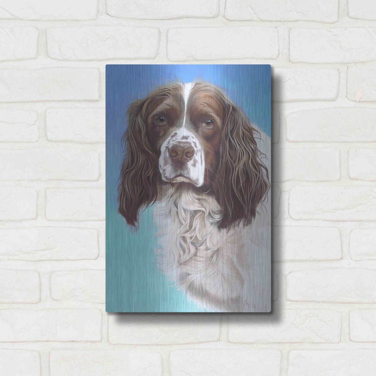 Luxe Metal Art 'Sprinter Spaniel Zac' by Karie-Ann Cooper, Metal Wall Art,12x16