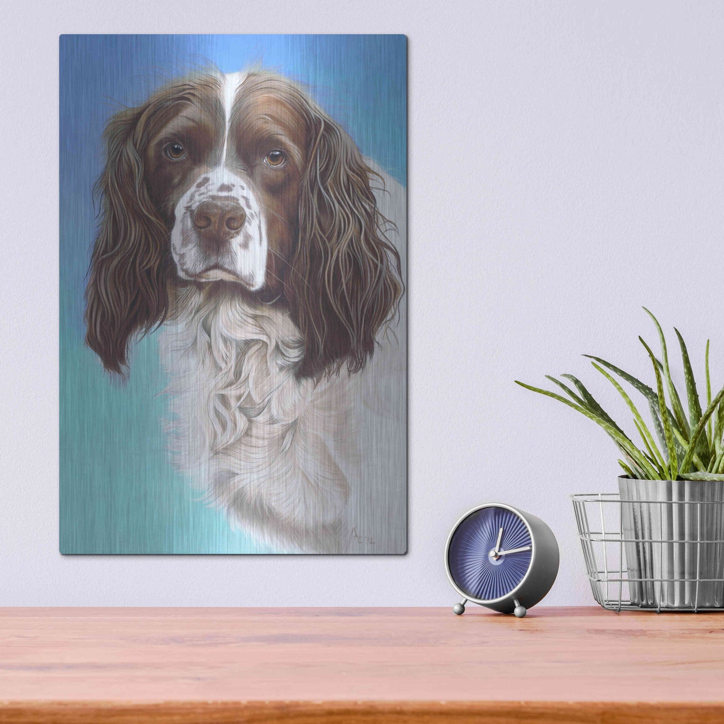 Luxe Metal Art 'Sprinter Spaniel Zac' by Karie-Ann Cooper, Metal Wall Art,12x16