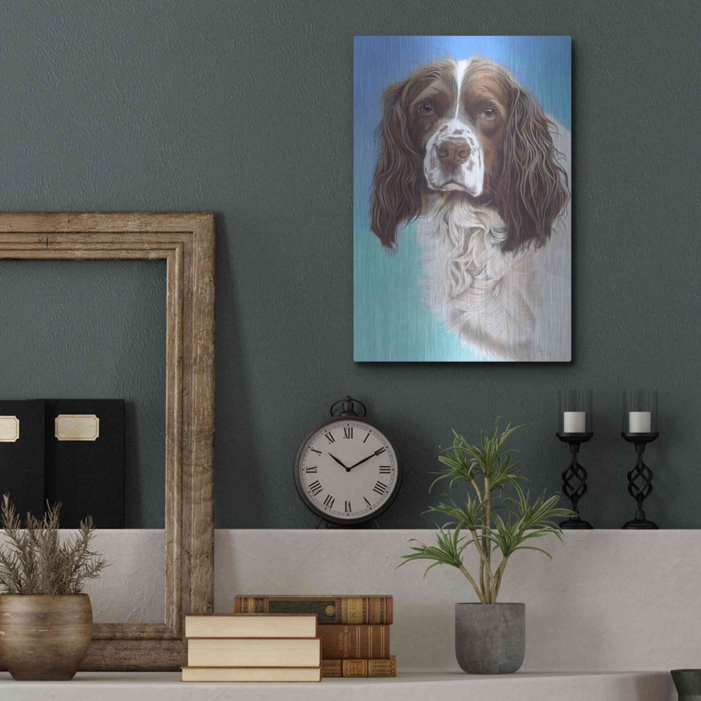 Luxe Metal Art 'Sprinter Spaniel Zac' by Karie-Ann Cooper, Metal Wall Art,12x16