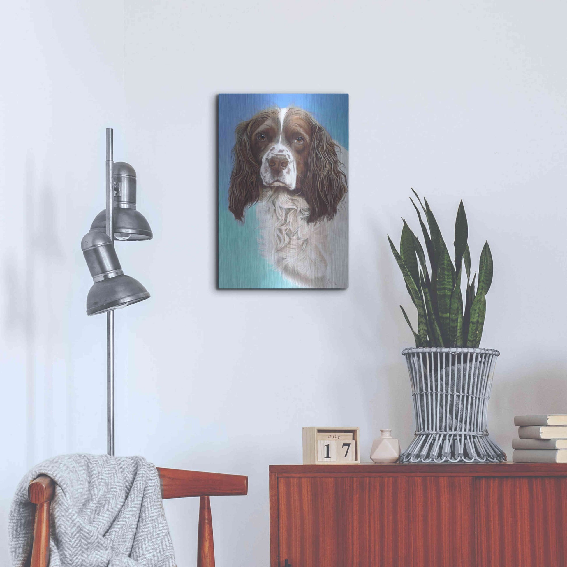 Luxe Metal Art 'Sprinter Spaniel Zac' by Karie-Ann Cooper, Metal Wall Art,16x24