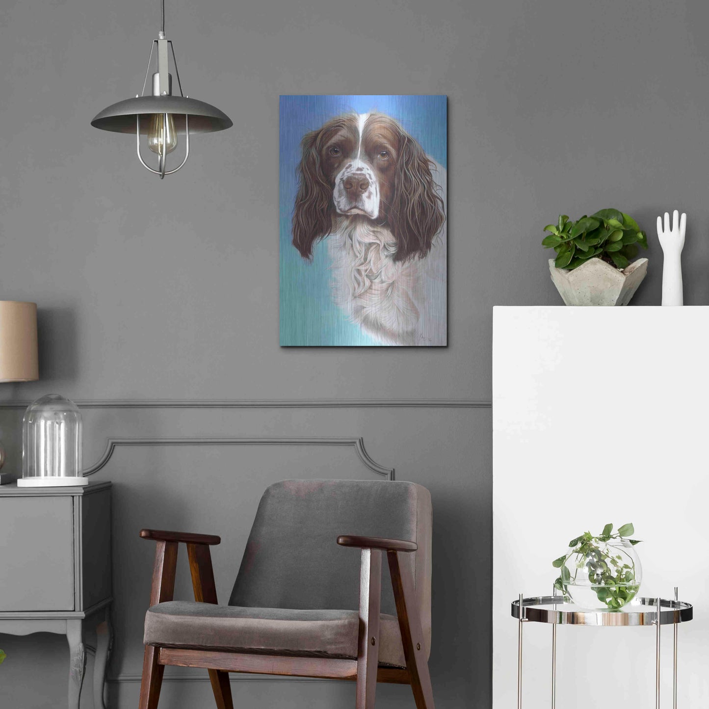 Luxe Metal Art 'Sprinter Spaniel Zac' by Karie-Ann Cooper, Metal Wall Art,16x24