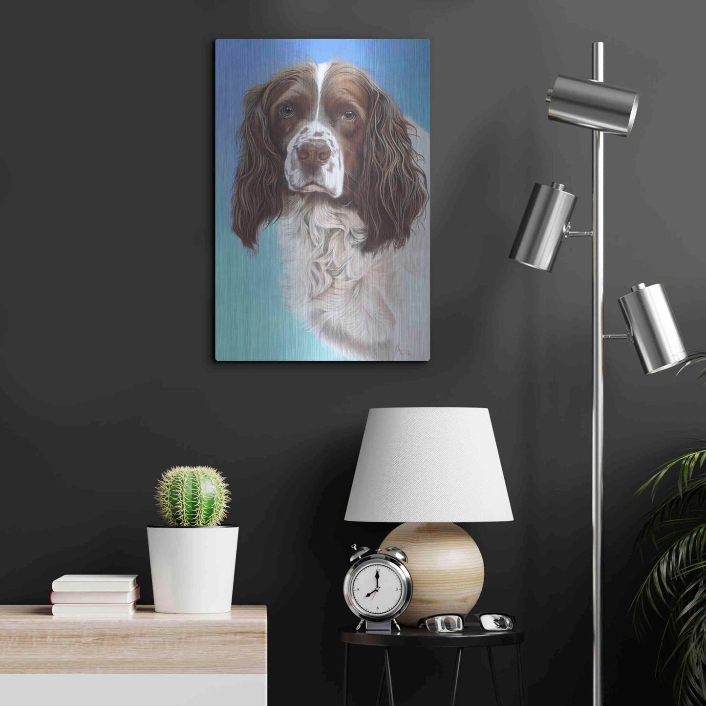 Luxe Metal Art 'Sprinter Spaniel Zac' by Karie-Ann Cooper, Metal Wall Art,16x24