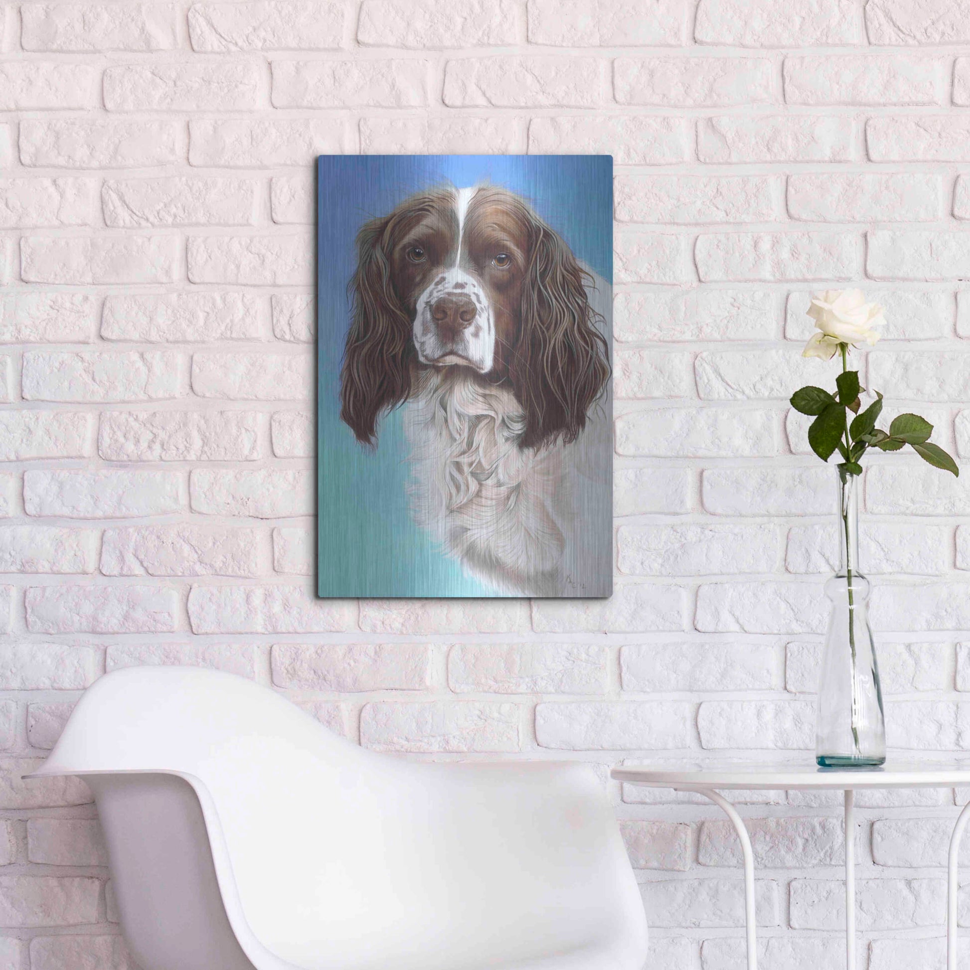 Luxe Metal Art 'Sprinter Spaniel Zac' by Karie-Ann Cooper, Metal Wall Art,16x24