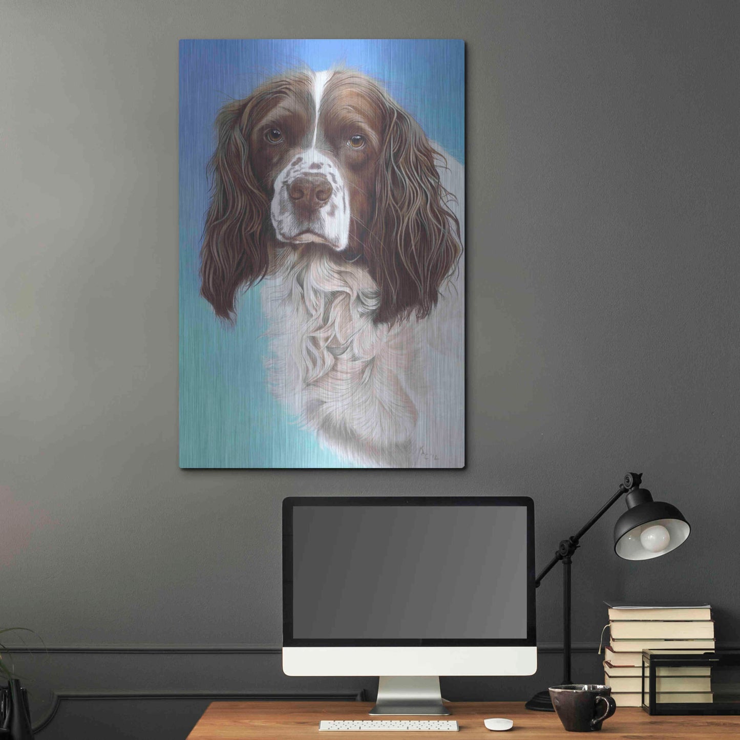 Luxe Metal Art 'Sprinter Spaniel Zac' by Karie-Ann Cooper, Metal Wall Art,24x36