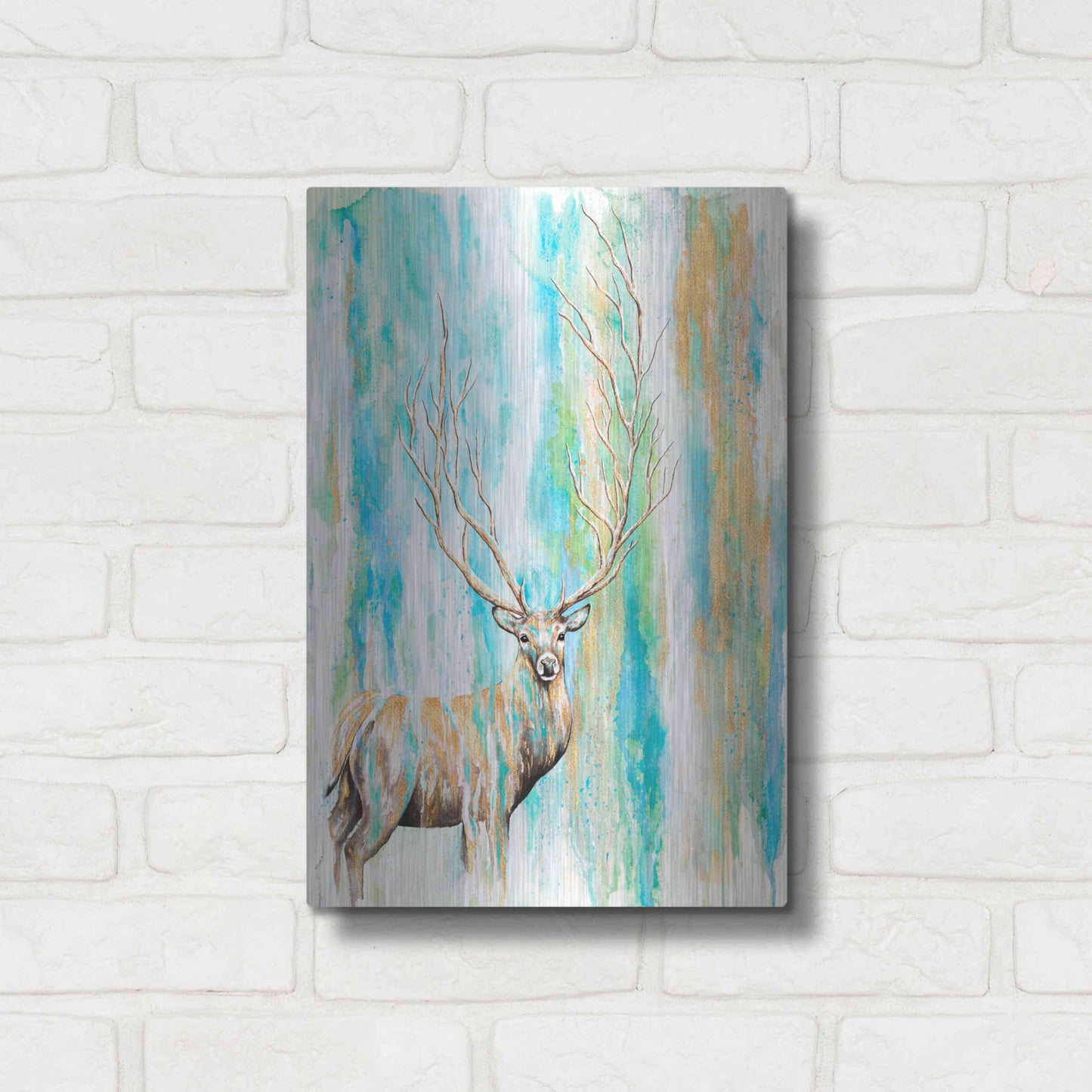 Luxe Metal Art 'Deer Tree' by Michelle Faber, Metal Wall Art,12x16