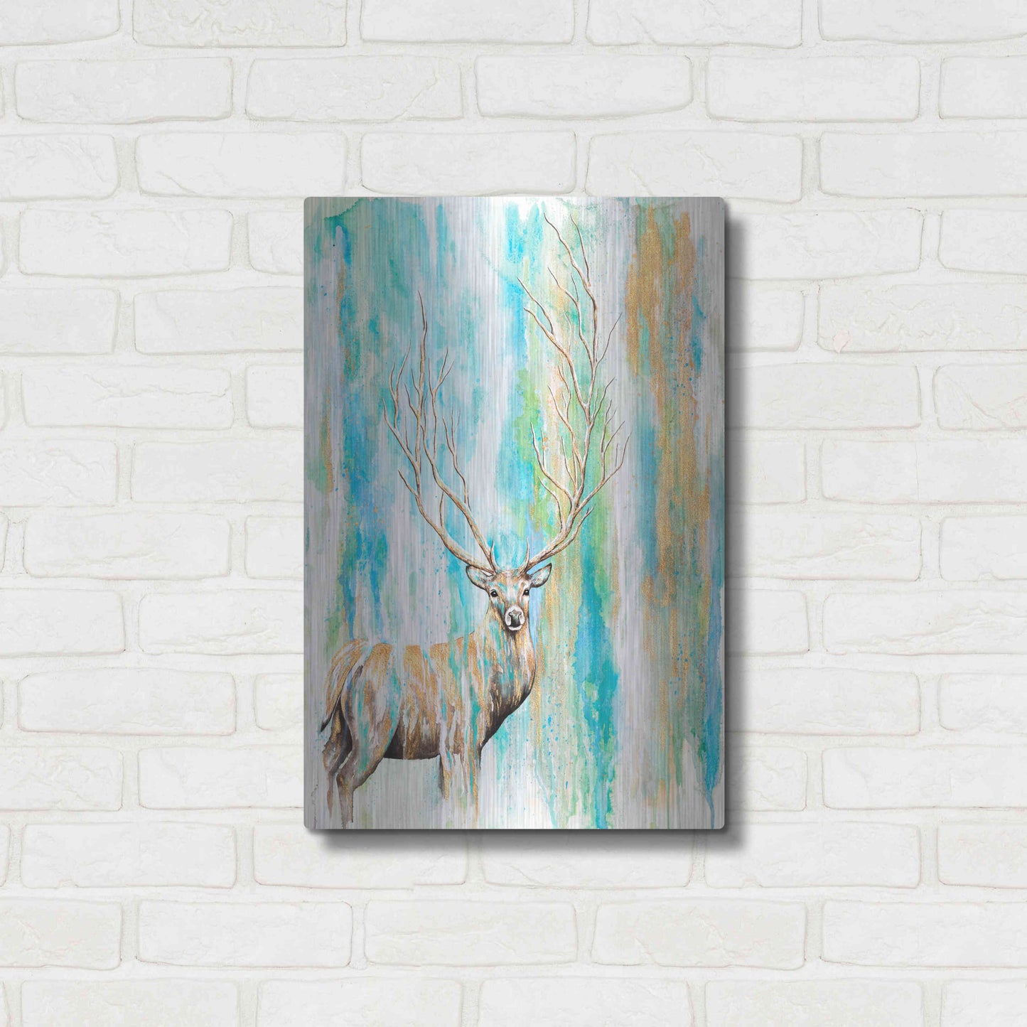 Luxe Metal Art 'Deer Tree' by Michelle Faber, Metal Wall Art,16x24