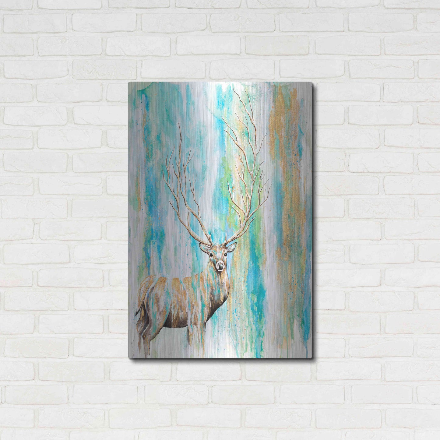Luxe Metal Art 'Deer Tree' by Michelle Faber, Metal Wall Art,24x36