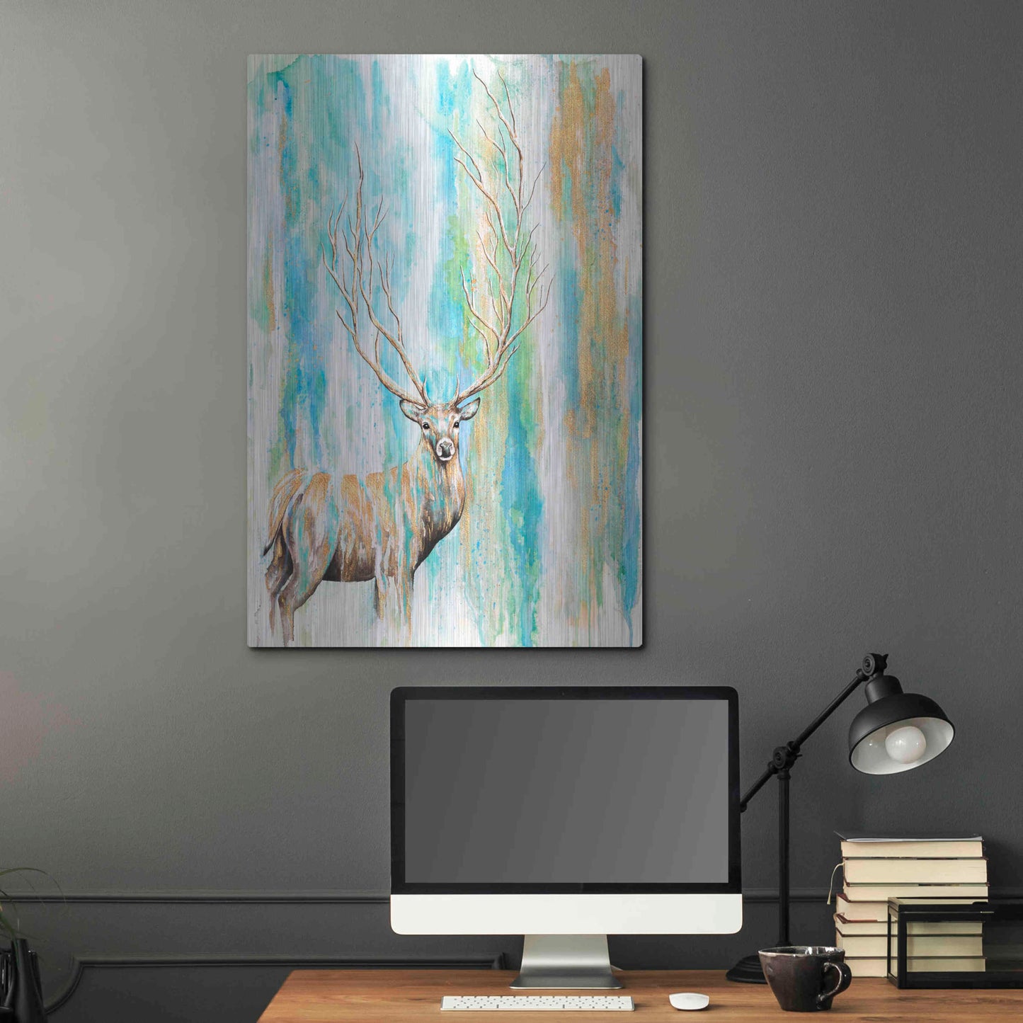 Luxe Metal Art 'Deer Tree' by Michelle Faber, Metal Wall Art,24x36