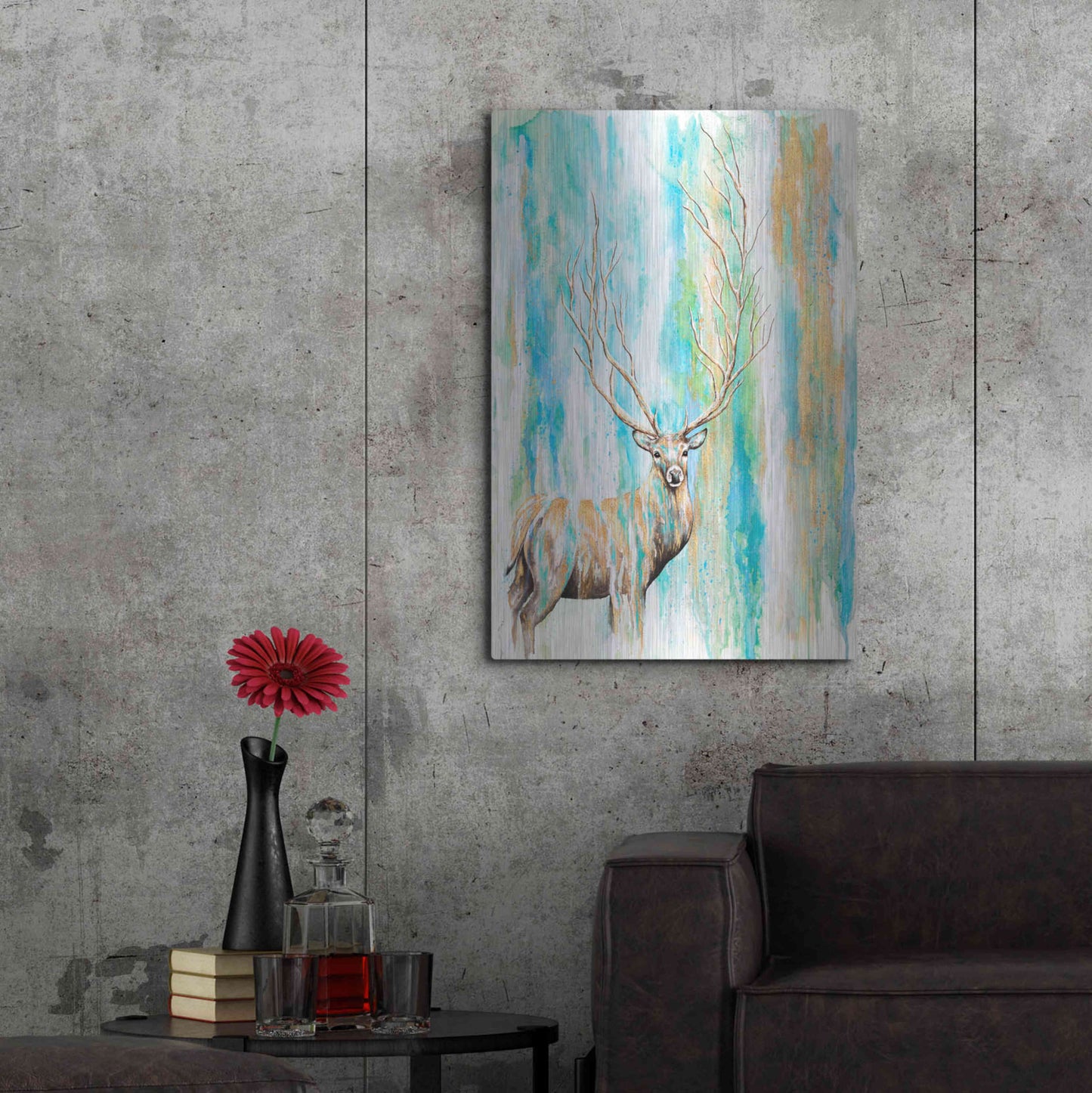Luxe Metal Art 'Deer Tree' by Michelle Faber, Metal Wall Art,24x36