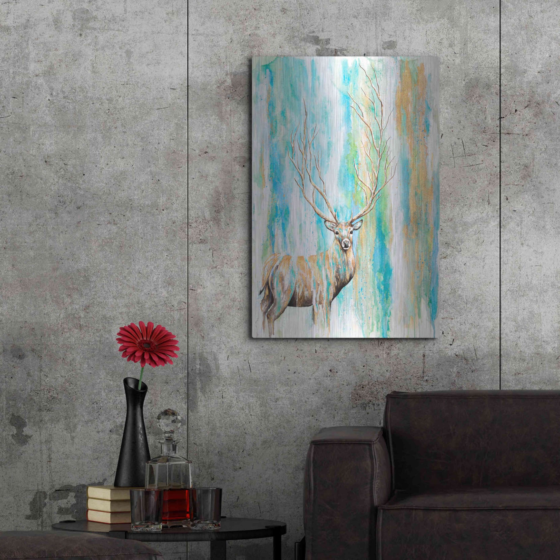 Luxe Metal Art 'Deer Tree' by Michelle Faber, Metal Wall Art,24x36