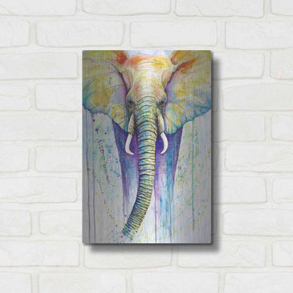 Luxe Metal Art 'Elephant Colors' by Michelle Faber, Metal Wall Art,12x16